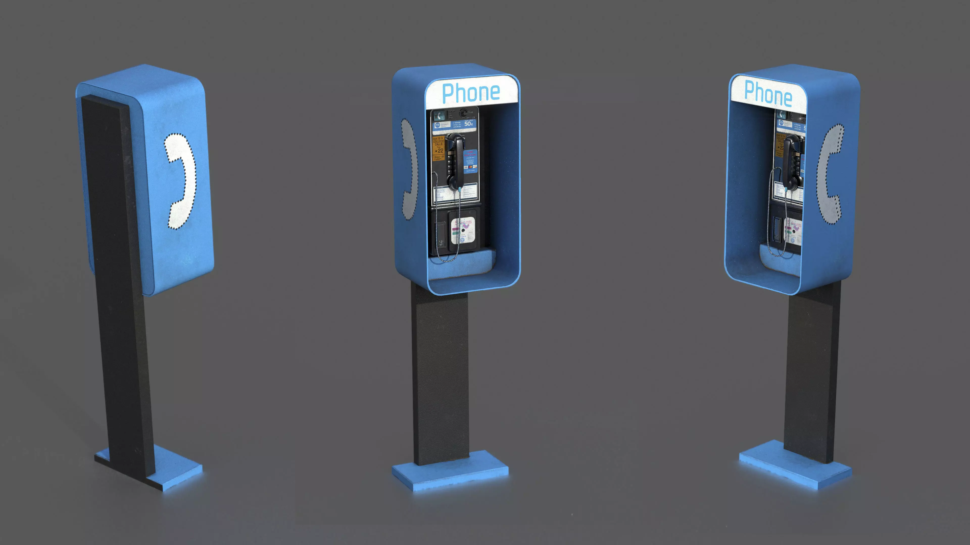 Pay Phone Low-poly 3D model_0