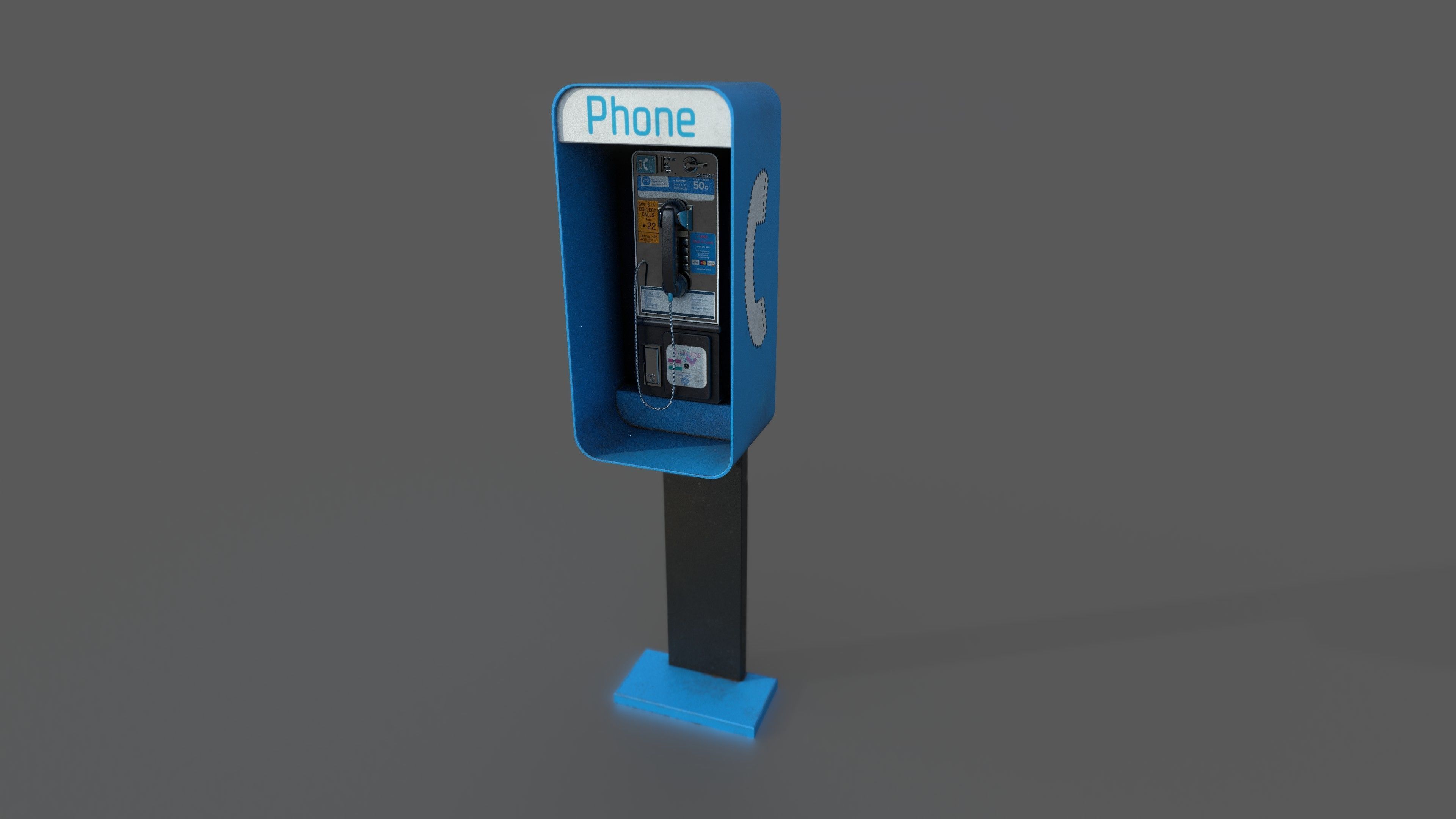 Pay Phone Low-poly 3D model_2