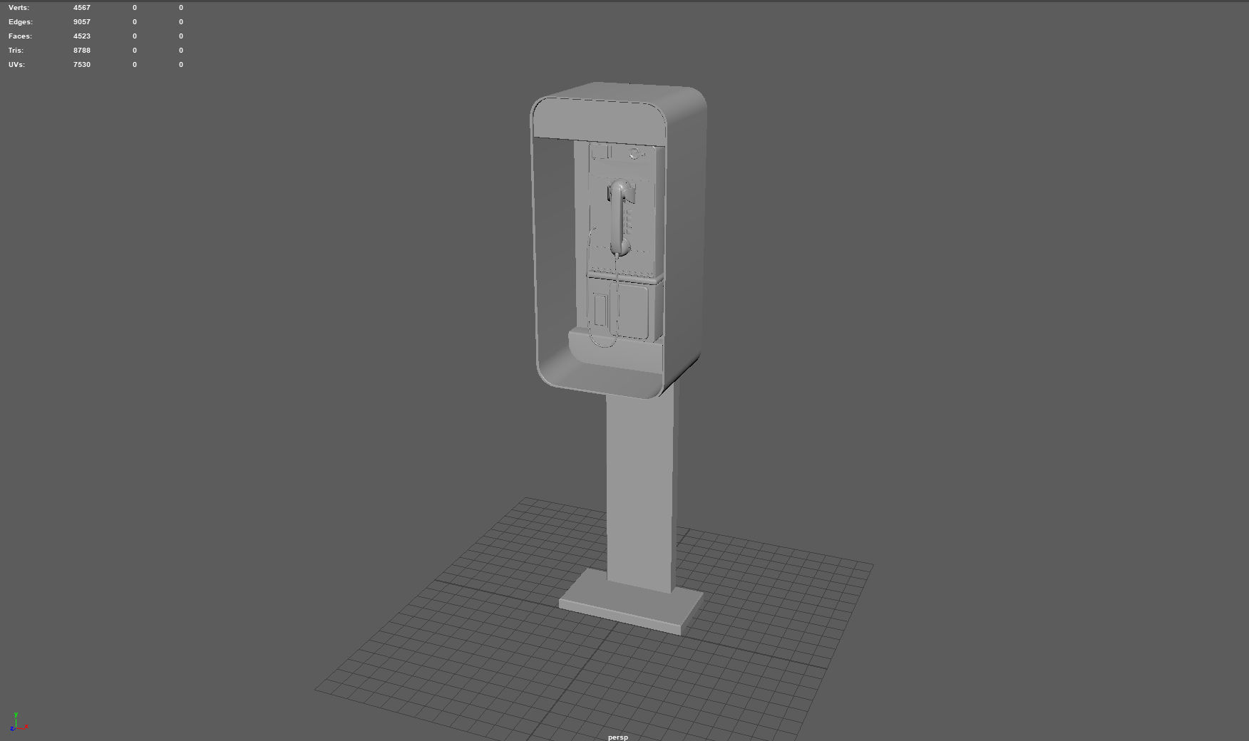 Pay Phone Low-poly 3D model_4