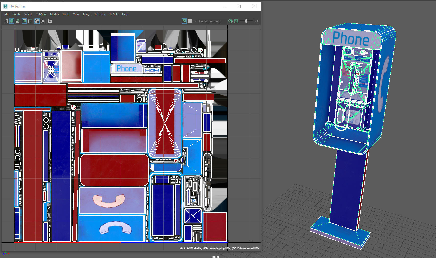 Pay Phone Low-poly 3D model_6