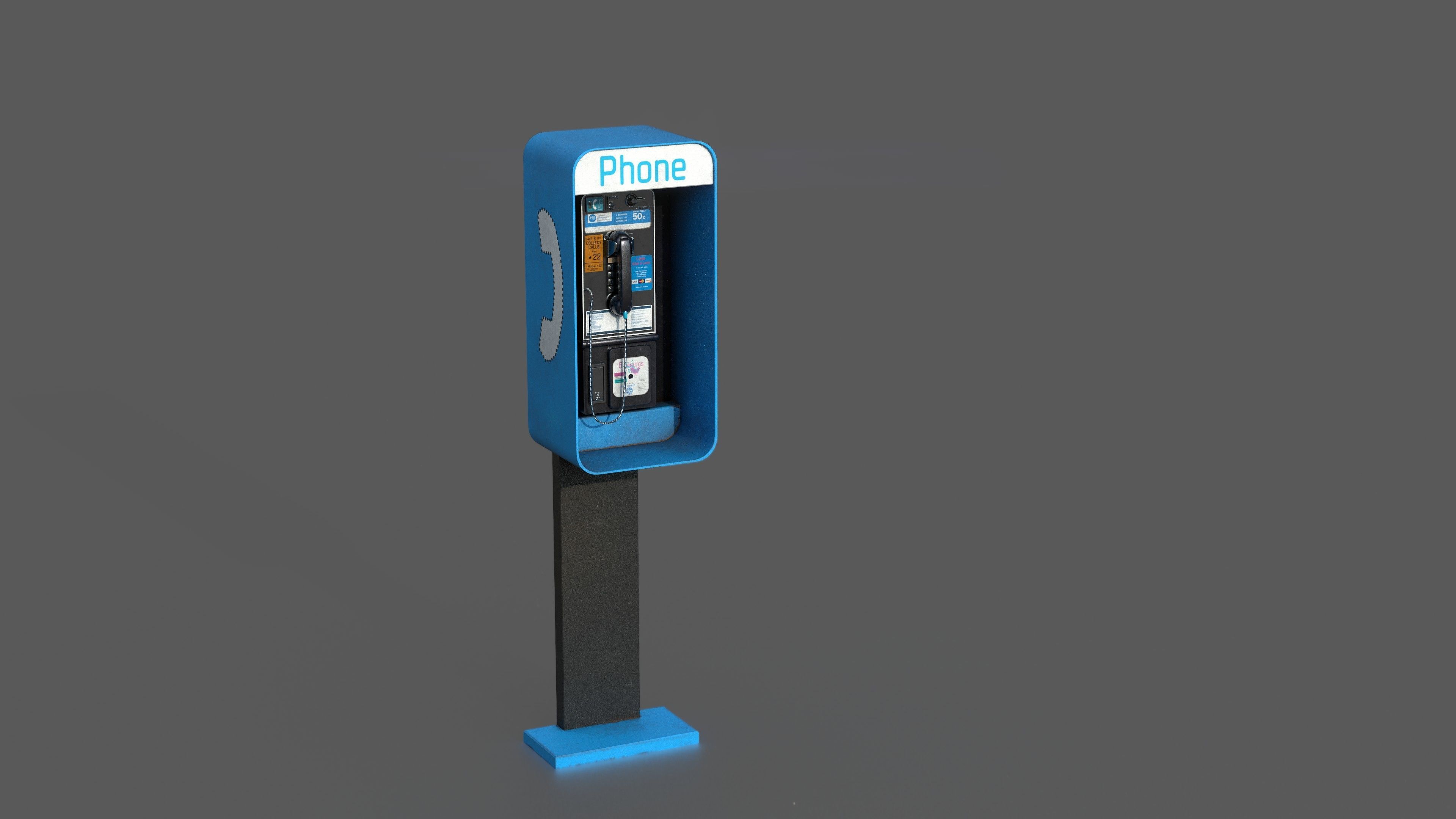 Pay Phone Low-poly 3D model_12