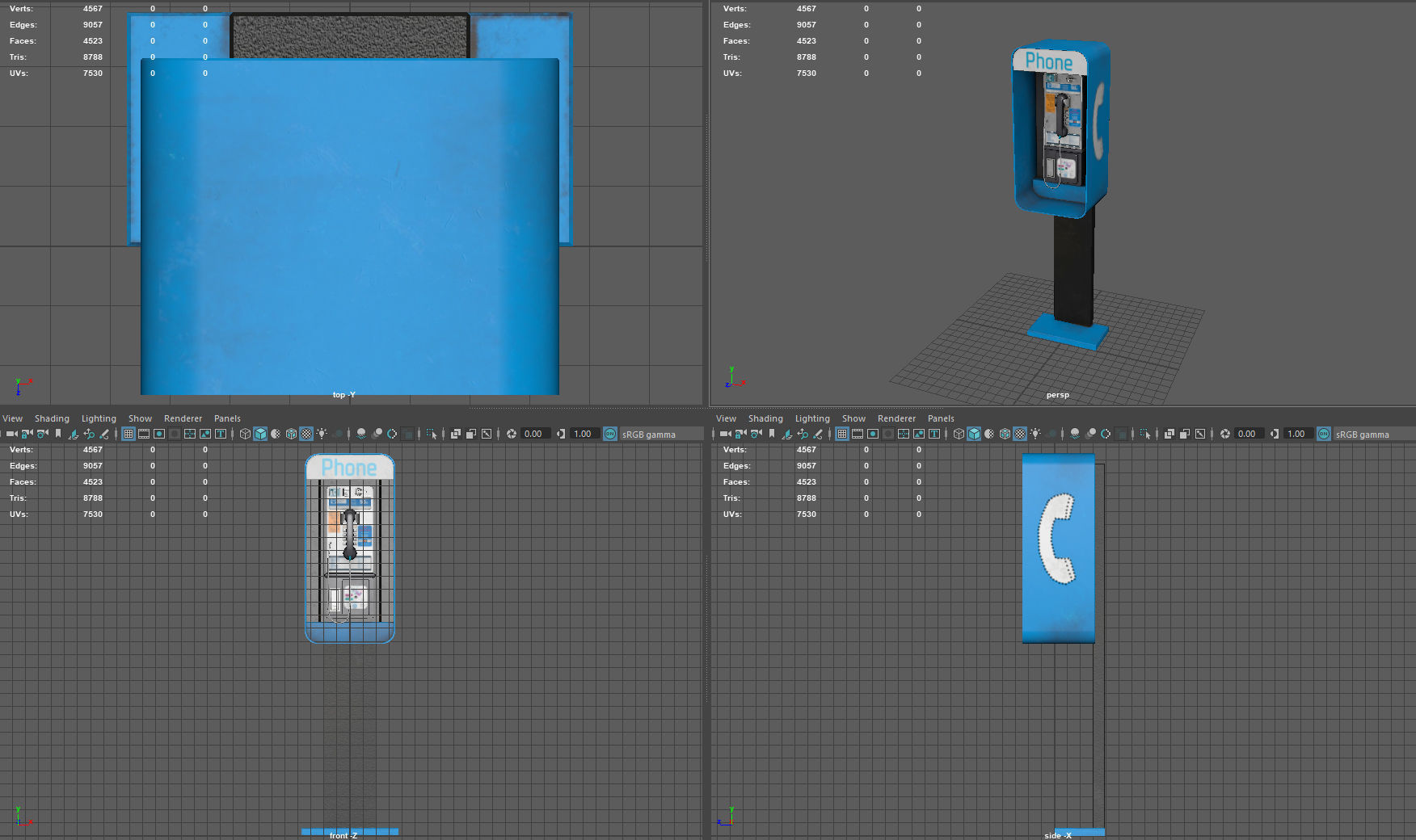 Pay Phone Low-poly 3D model_14