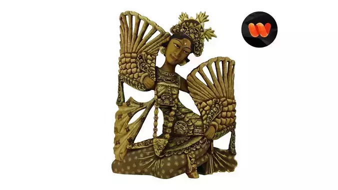 Balinese Legong Dancer Wood Sculpture - ED Scanned