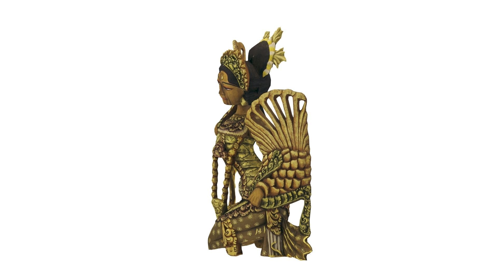 Balinese Legong Dancer Wood Sculpture - RT Scanned Low-poly 3D model_17