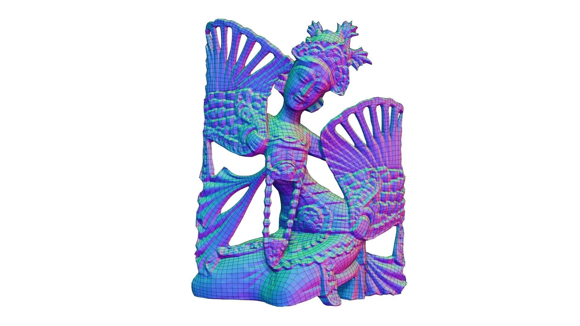 Balinese Legong Dancer Wood Sculpture - RT Scanned Low-poly 3D model_2