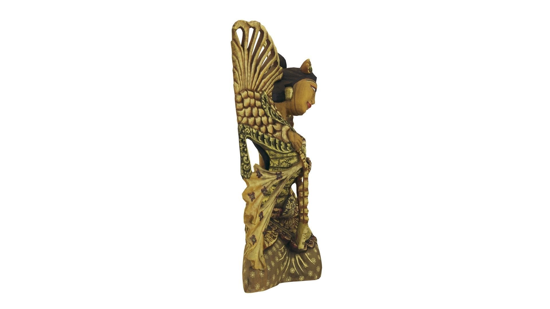 Balinese Legong Dancer Wood Sculpture - RT Scanned Low-poly 3D model_10