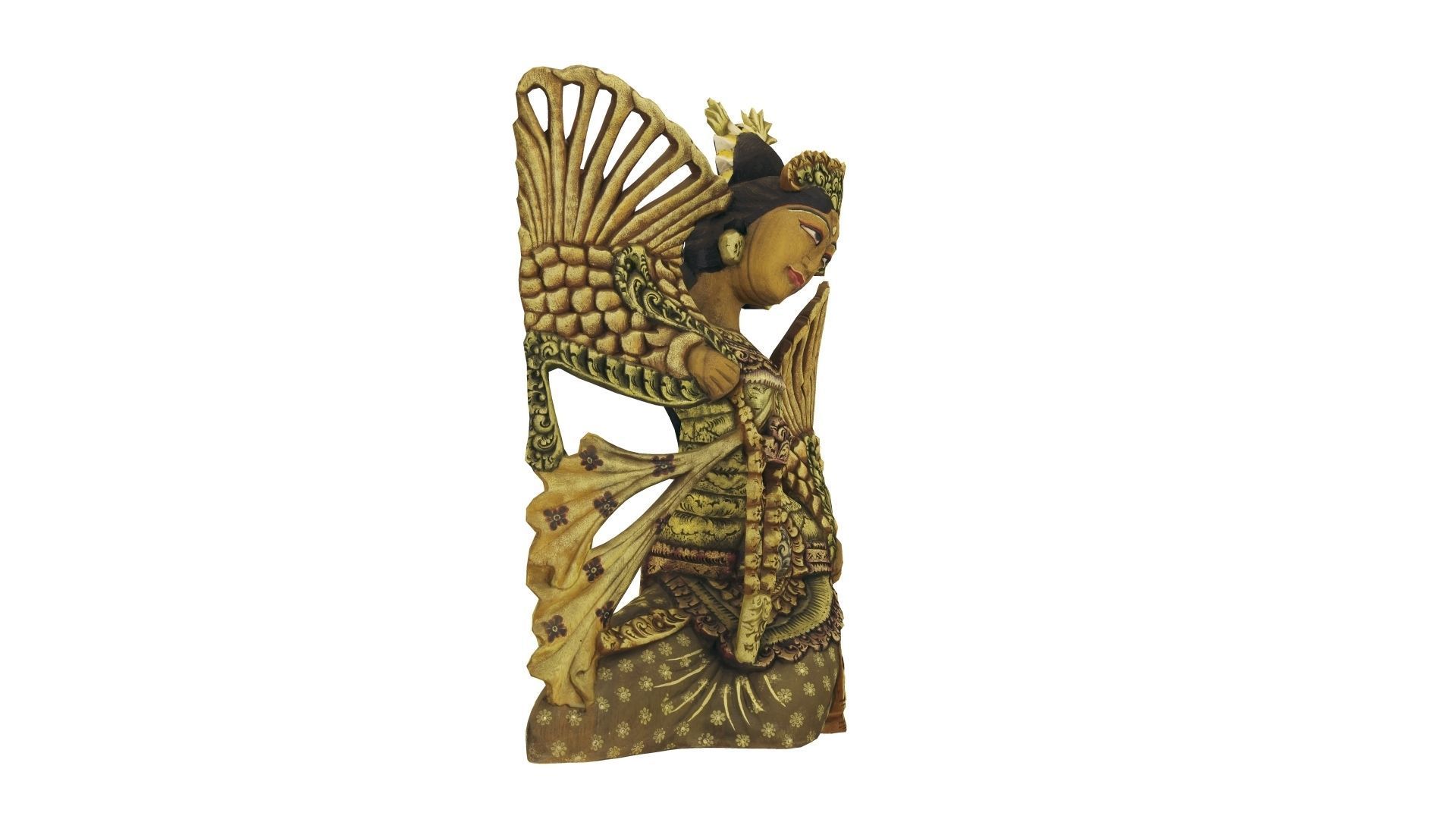 Balinese Legong Dancer Wood Sculpture - RT Scanned Low-poly 3D model_9