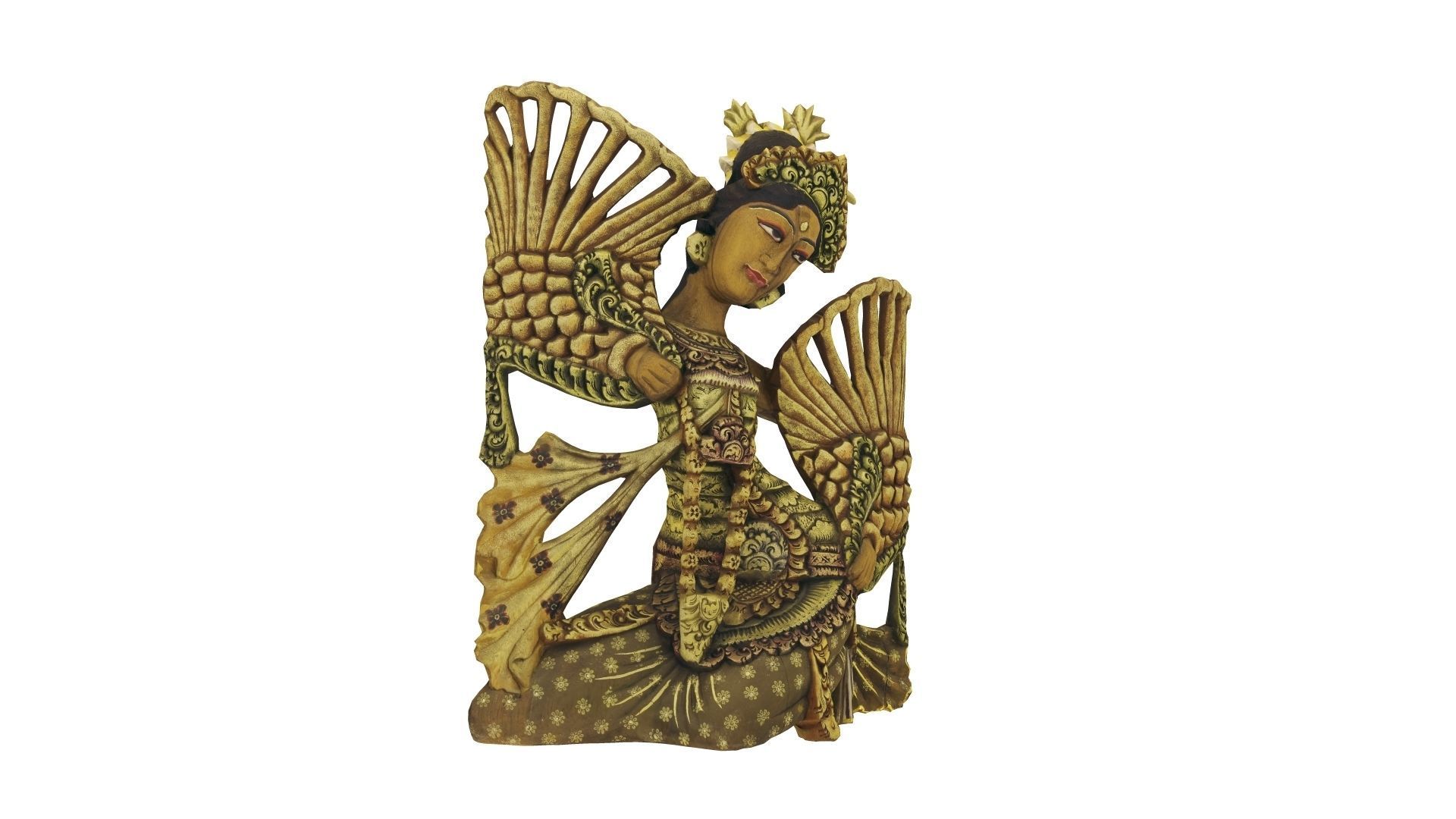 Balinese Legong Dancer Wood Sculpture - RT Scanned Low-poly 3D model_8