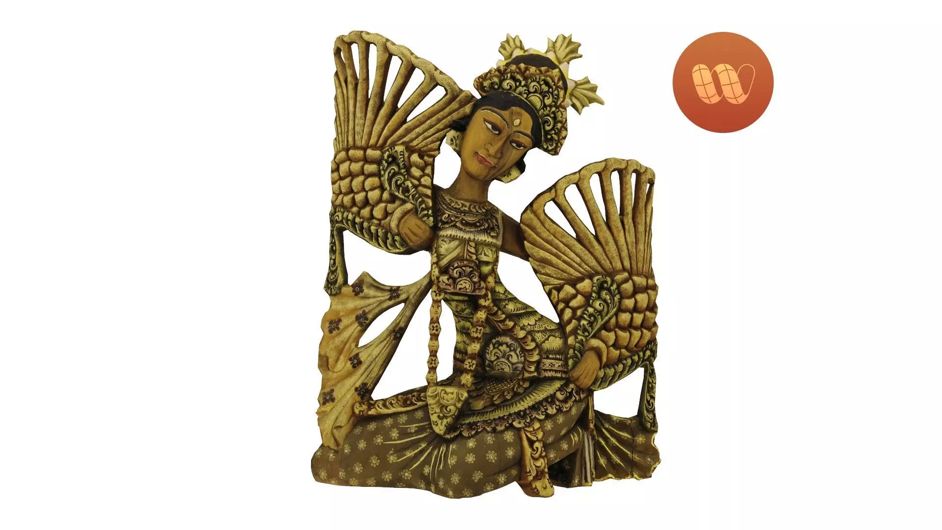 Balinese Legong Dancer Wood Sculpture - RT Scanned Low-poly 3D model_0