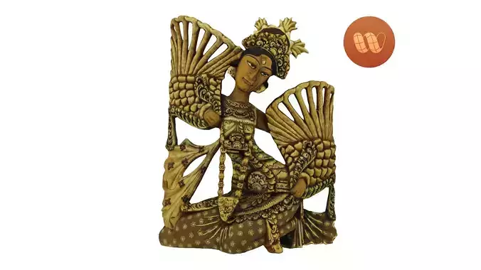 Balinese Legong Dancer Wood Sculpture - RT Scanned