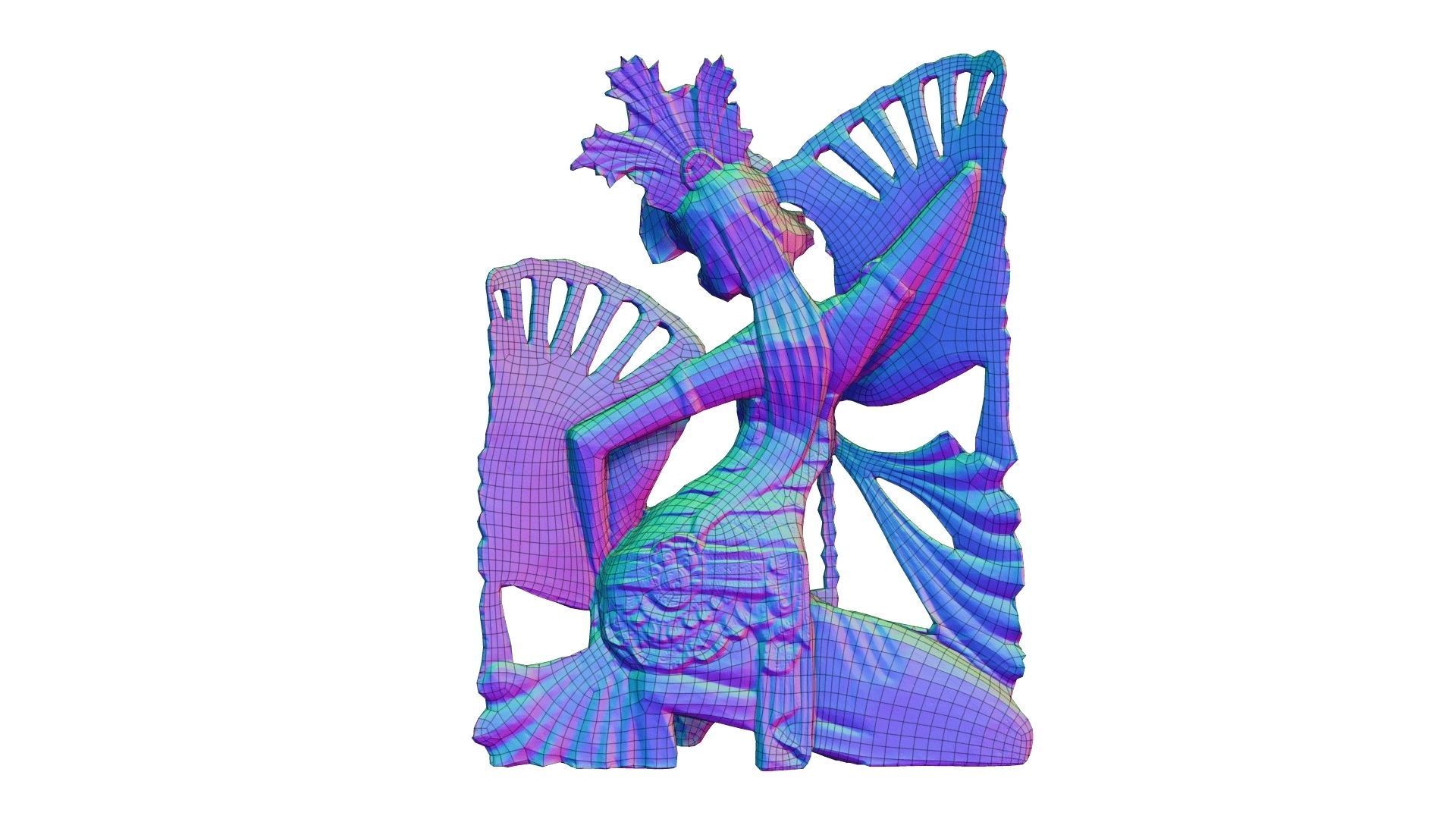 Balinese Legong Dancer Wood Sculpture - RT Scanned Low-poly 3D model_5