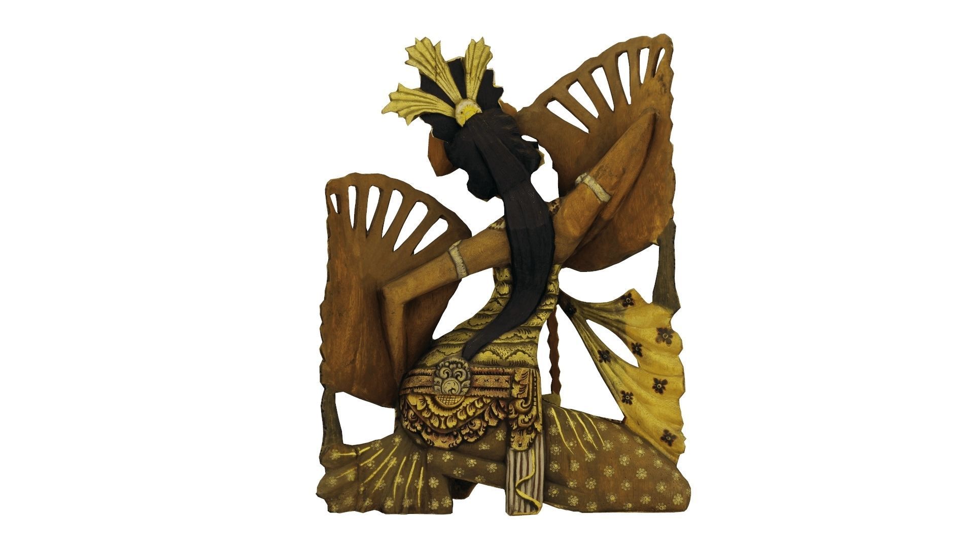Balinese Legong Dancer Wood Sculpture - RT Scanned Low-poly 3D model_4