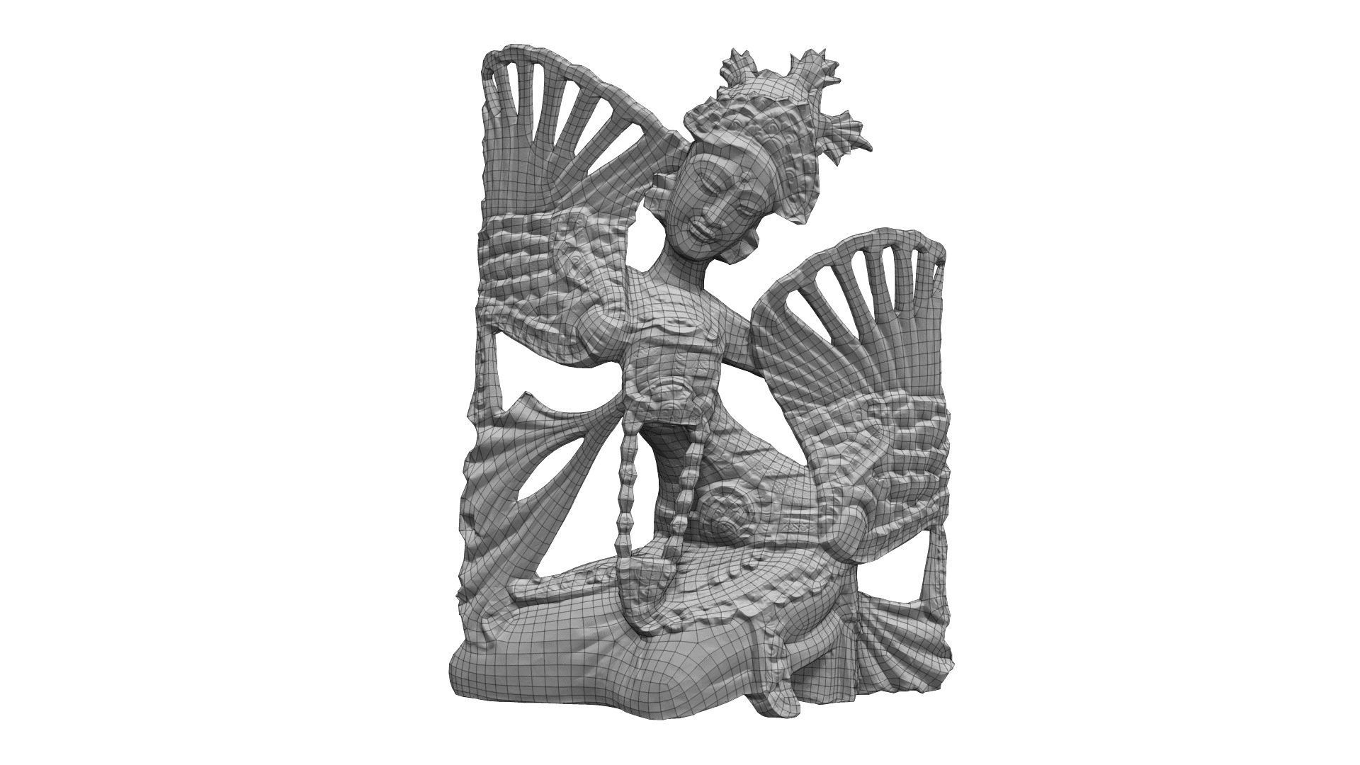 Balinese Legong Dancer Wood Sculpture - RT Scanned Low-poly 3D model_3