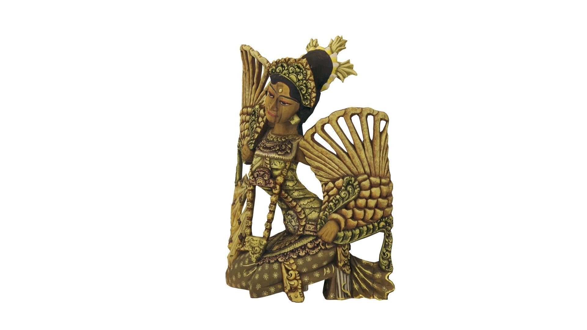 Balinese Legong Dancer Wood Sculpture - RT Scanned Low-poly 3D model_18