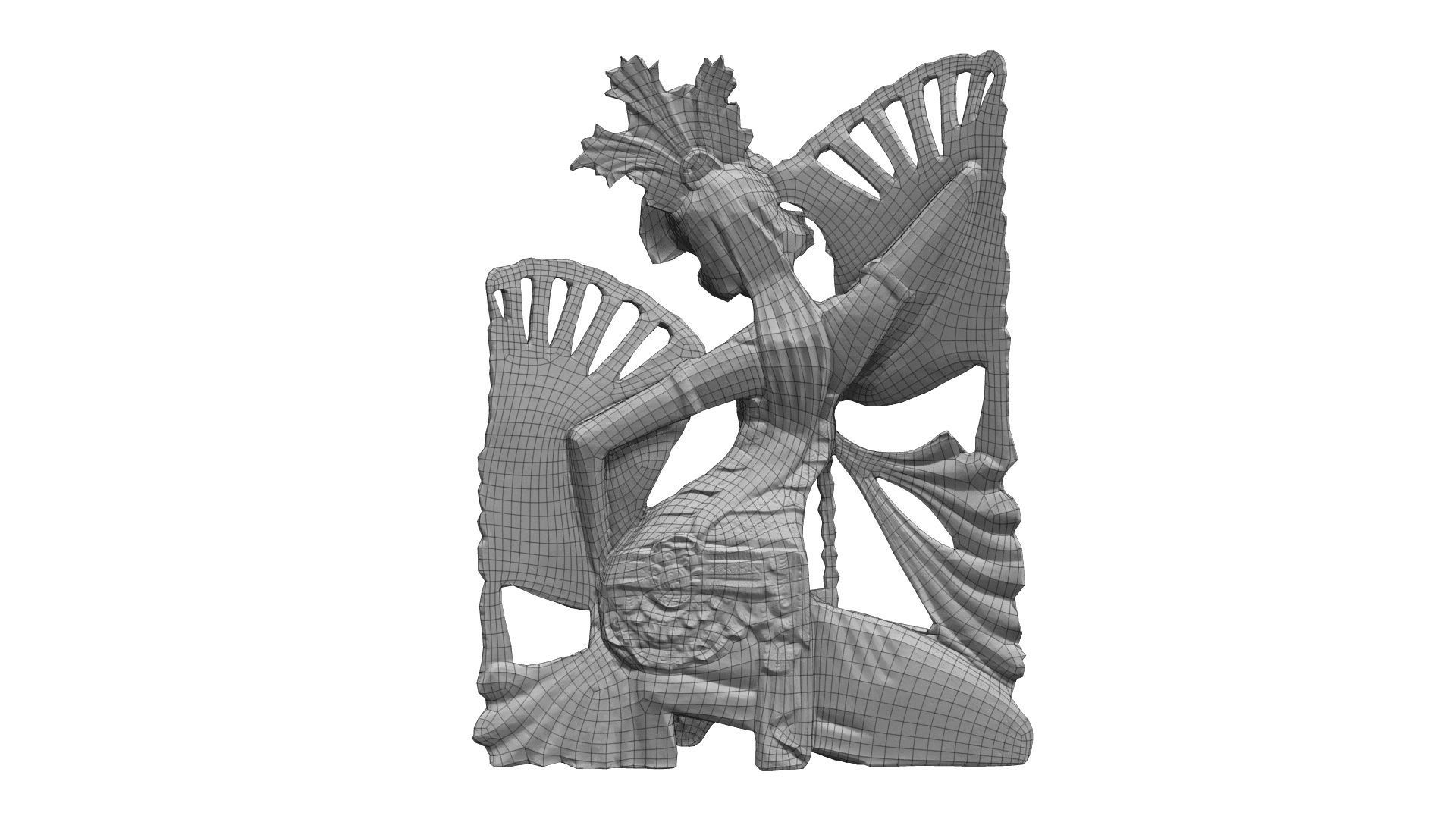 Balinese Legong Dancer Wood Sculpture - RT Scanned Low-poly 3D model_6