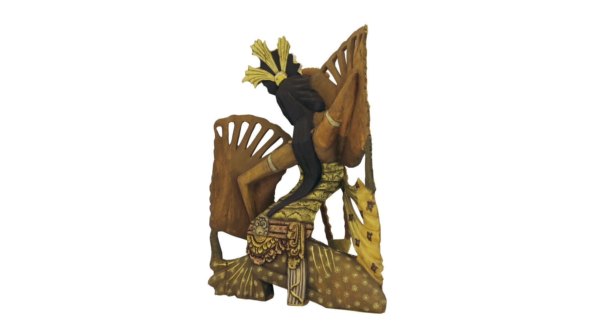 Balinese Legong Dancer Wood Sculpture - RT Scanned Low-poly 3D model_12