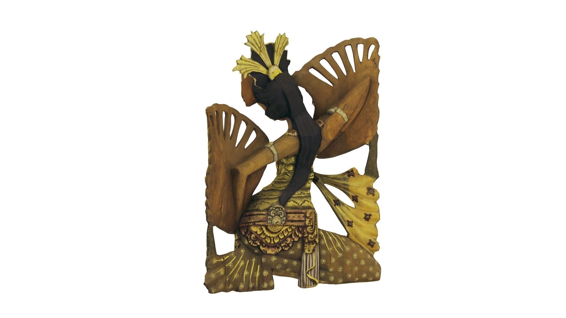 Balinese Legong Dancer Wood Sculpture - RT Scanned Low-poly 3D model_14