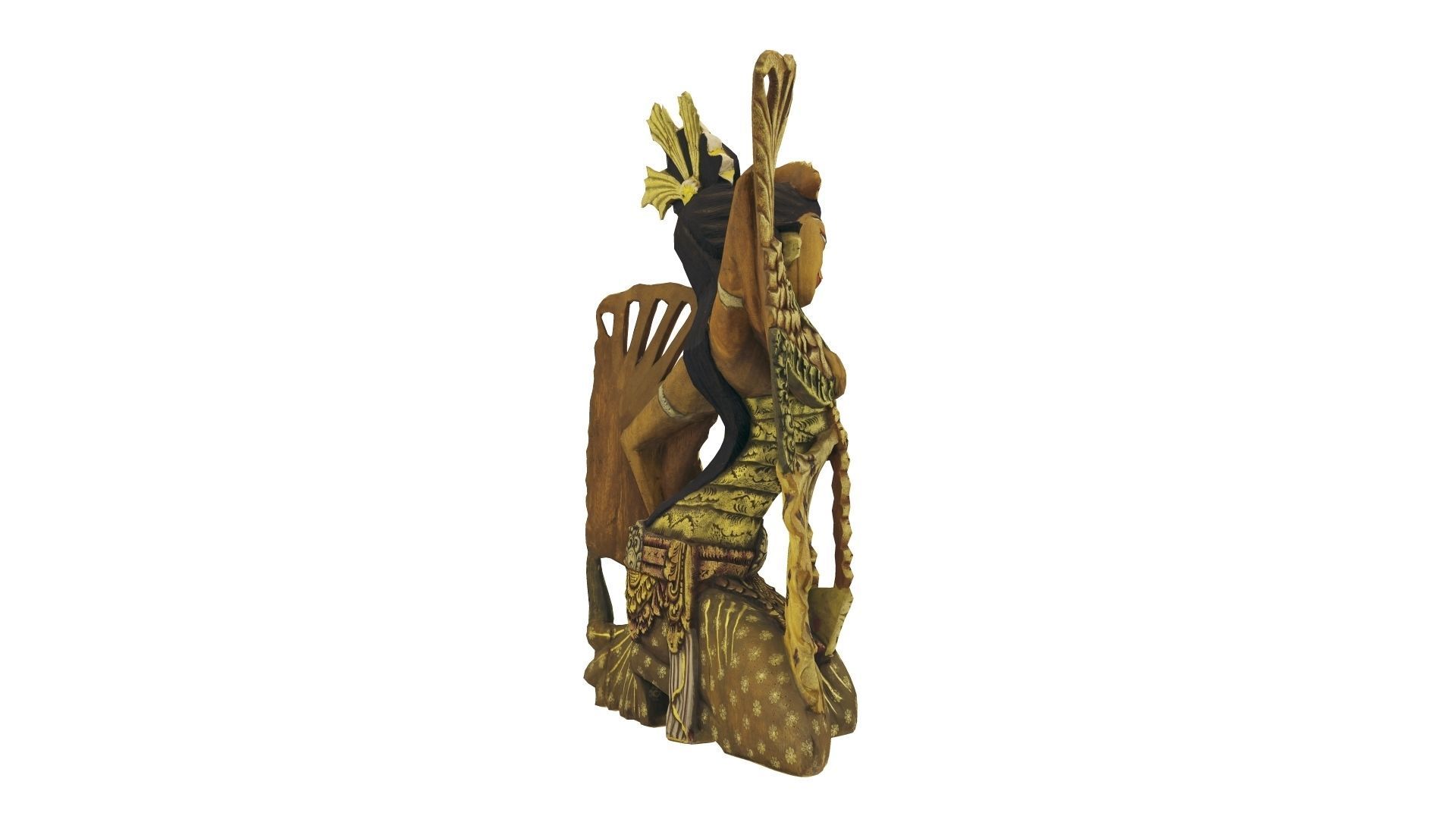 Balinese Legong Dancer Wood Sculpture - RT Scanned Low-poly 3D model_11