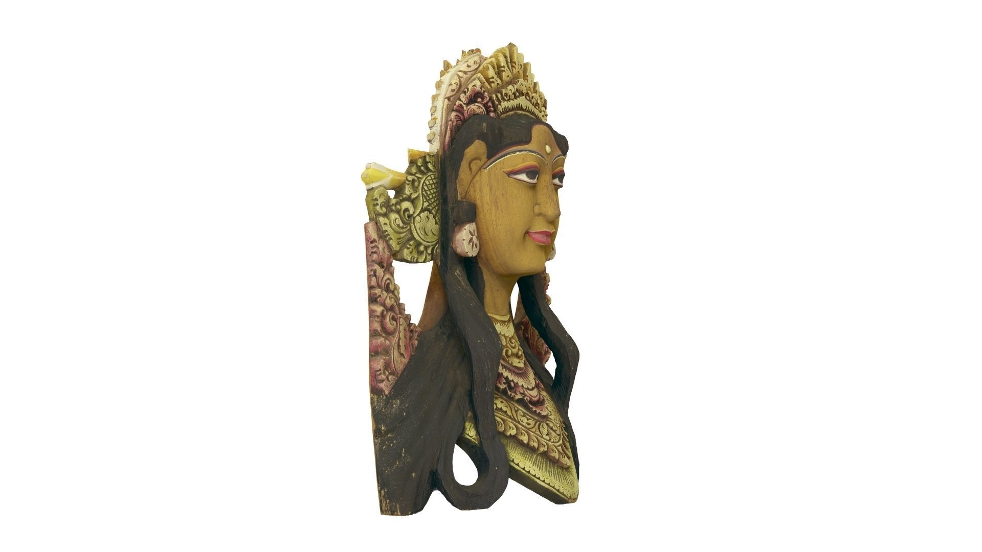 Balinese Janger Dancer Mask Wood Sculpture - ED Scanned 3D model_12