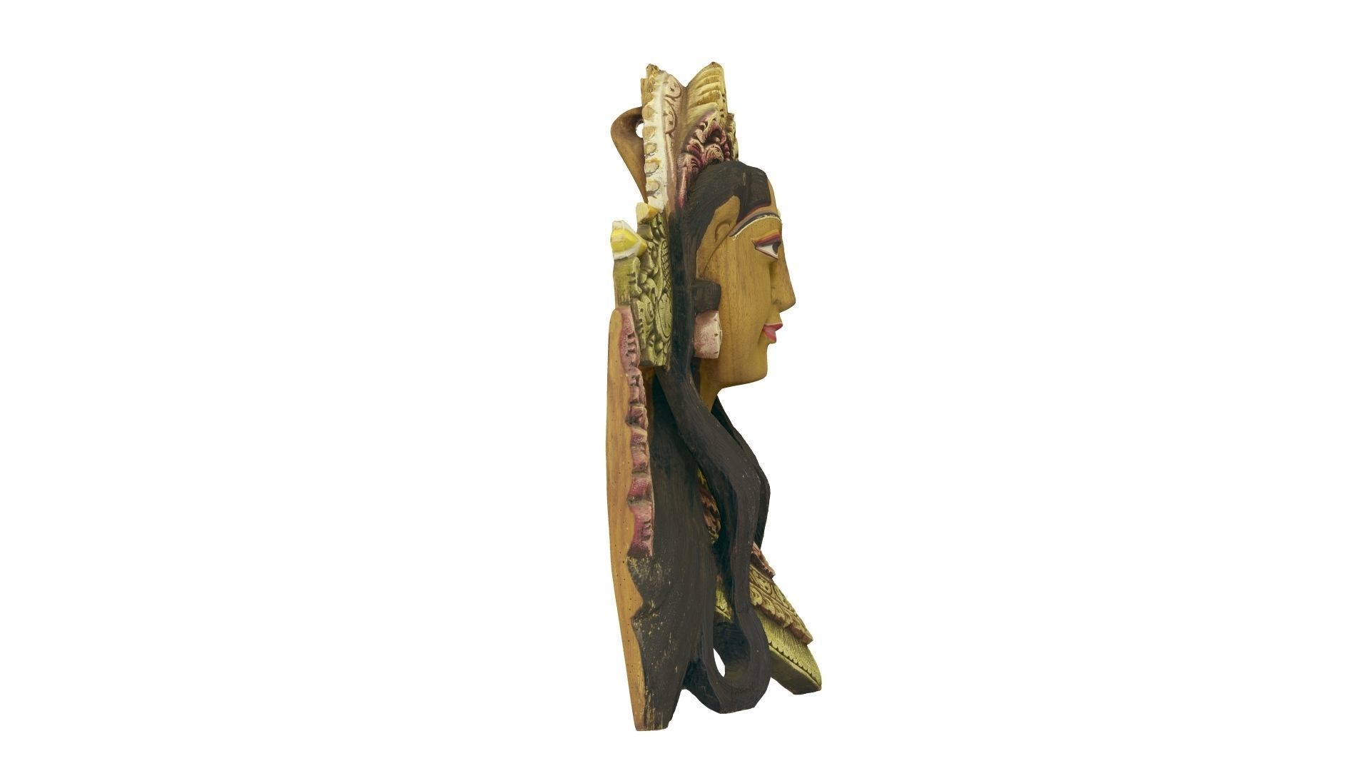 Balinese Janger Dancer Mask Wood Sculpture - ED Scanned 3D model_13