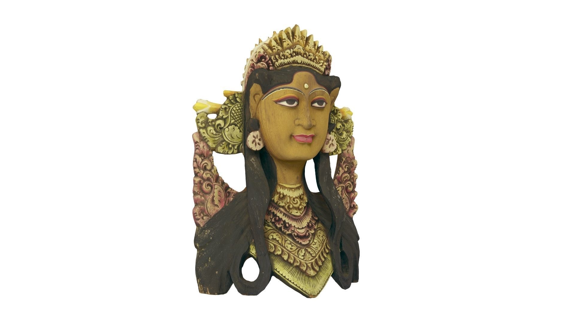 Balinese Janger Dancer Mask Wood Sculpture - ED Scanned 3D model_11