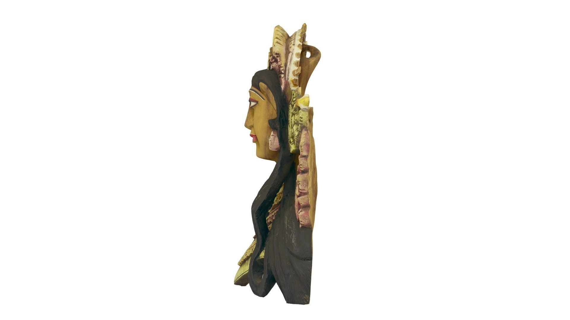 Balinese Janger Dancer Mask Wood Sculpture - ED Scanned 3D model_19