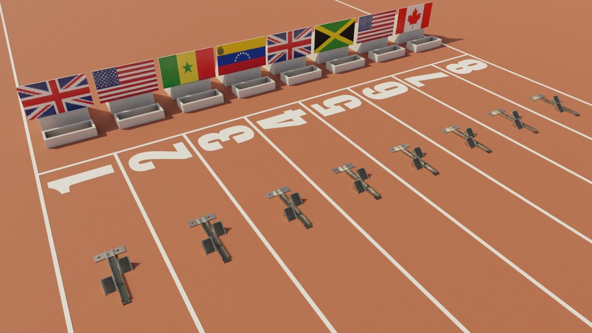 Athletics Track Low-poly 3D model_4