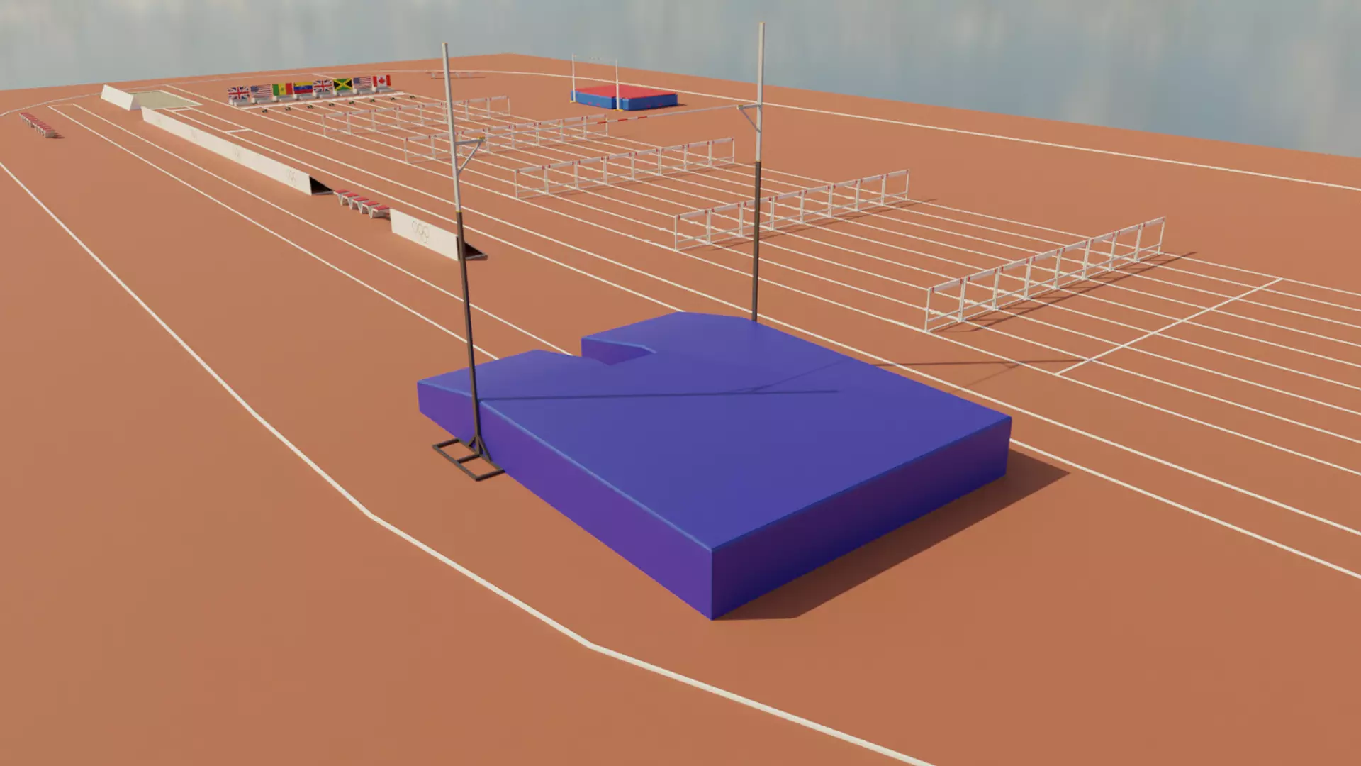 Athletics Track Low-poly 3D model_0