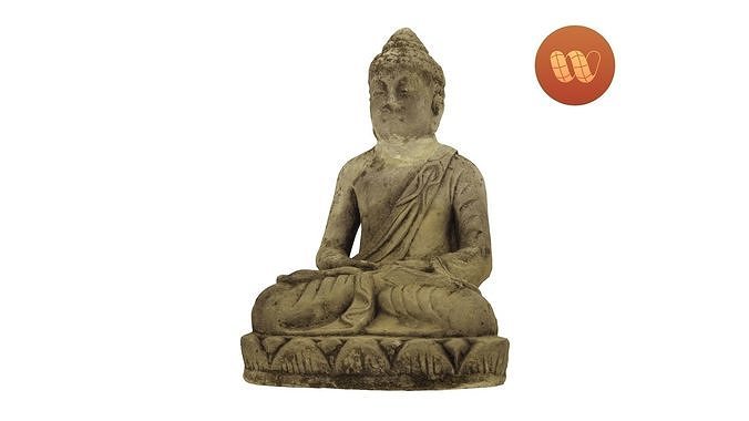 Meditating Buddha Concrete Garden Statue - RT Scanned Low-poly 3D model