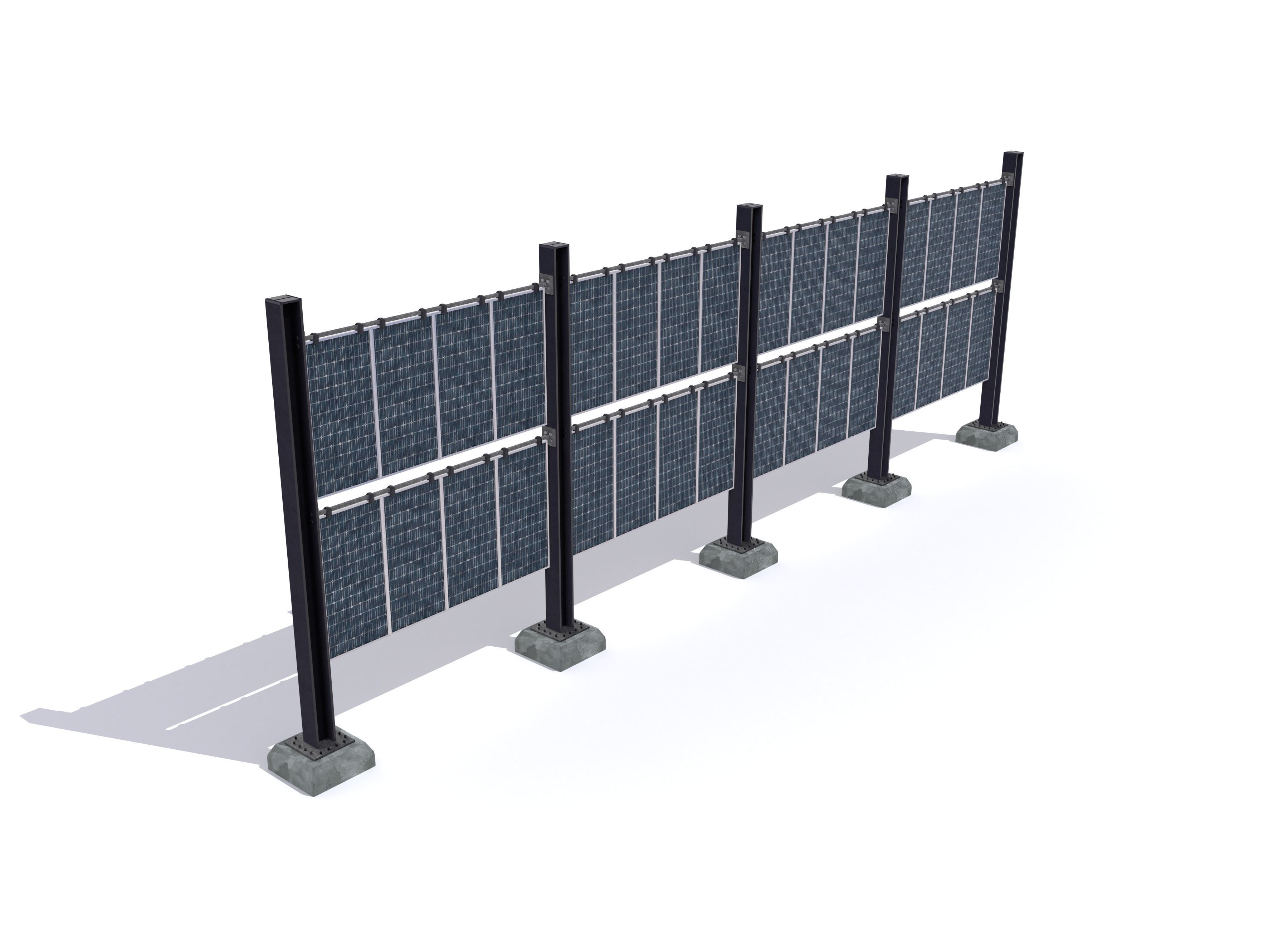 Solar wall version 2 Low-poly 3D model_1