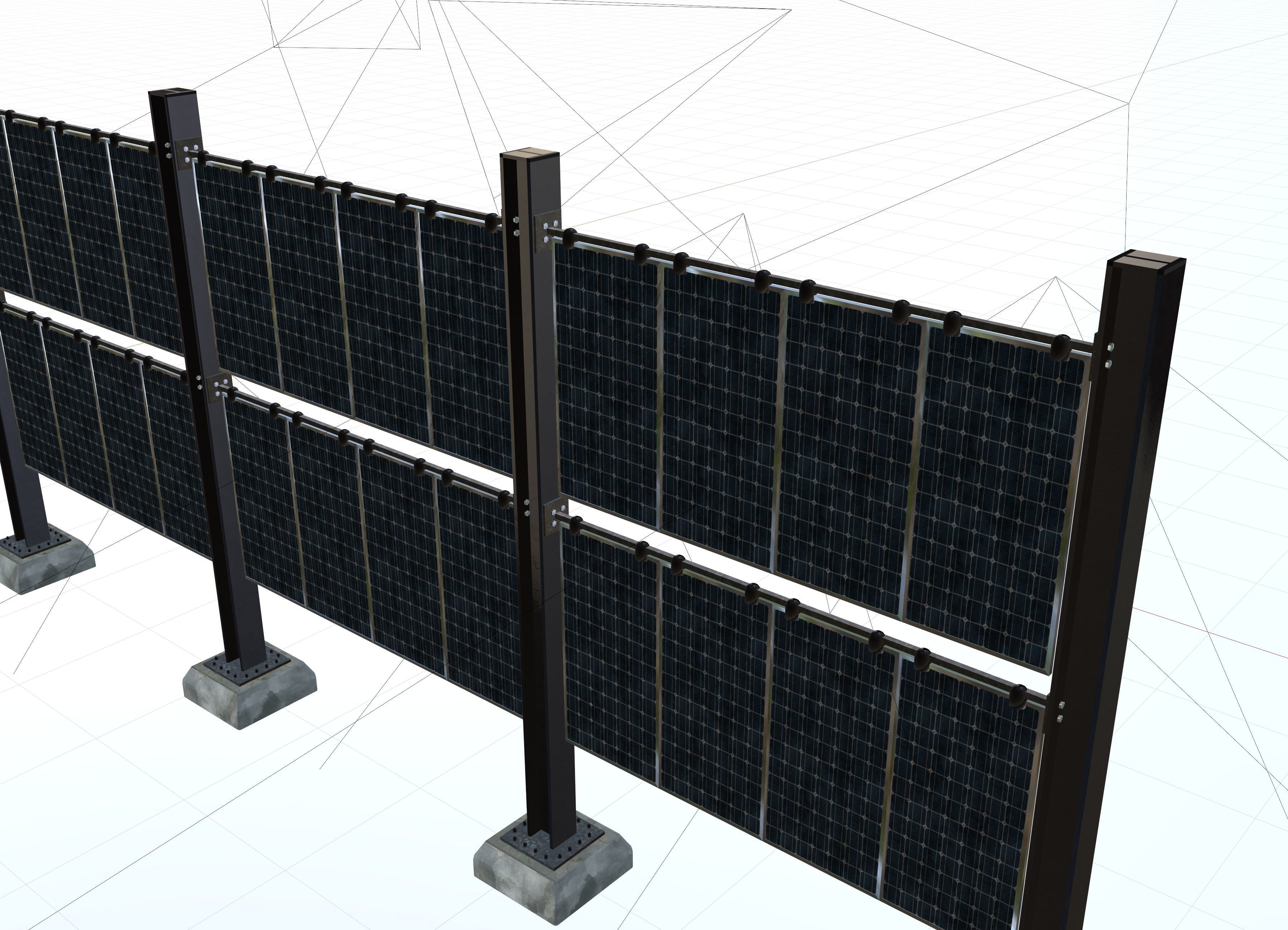 Solar wall version 2 Low-poly 3D model_6