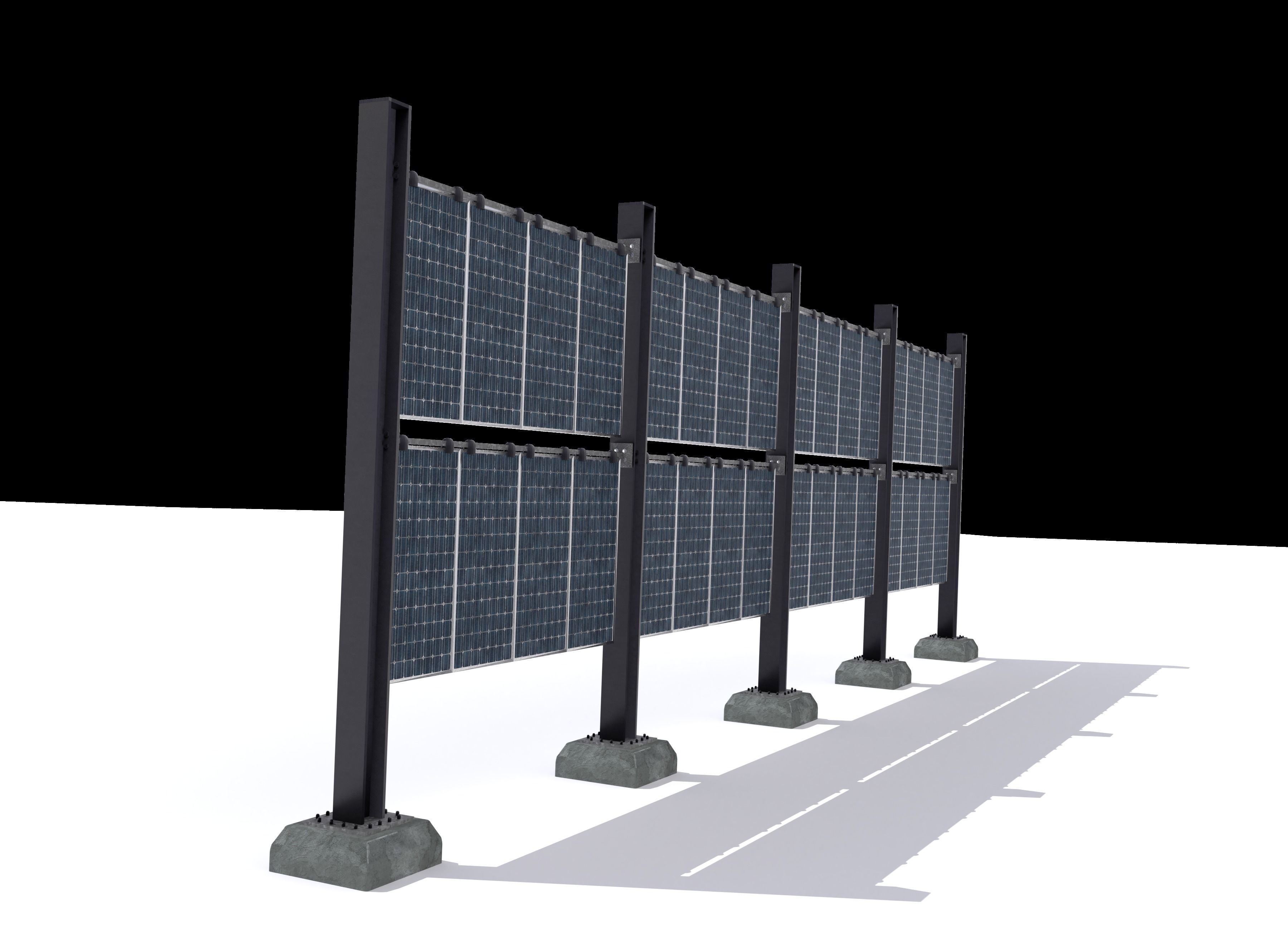 Solar wall version 2 Low-poly 3D model_4