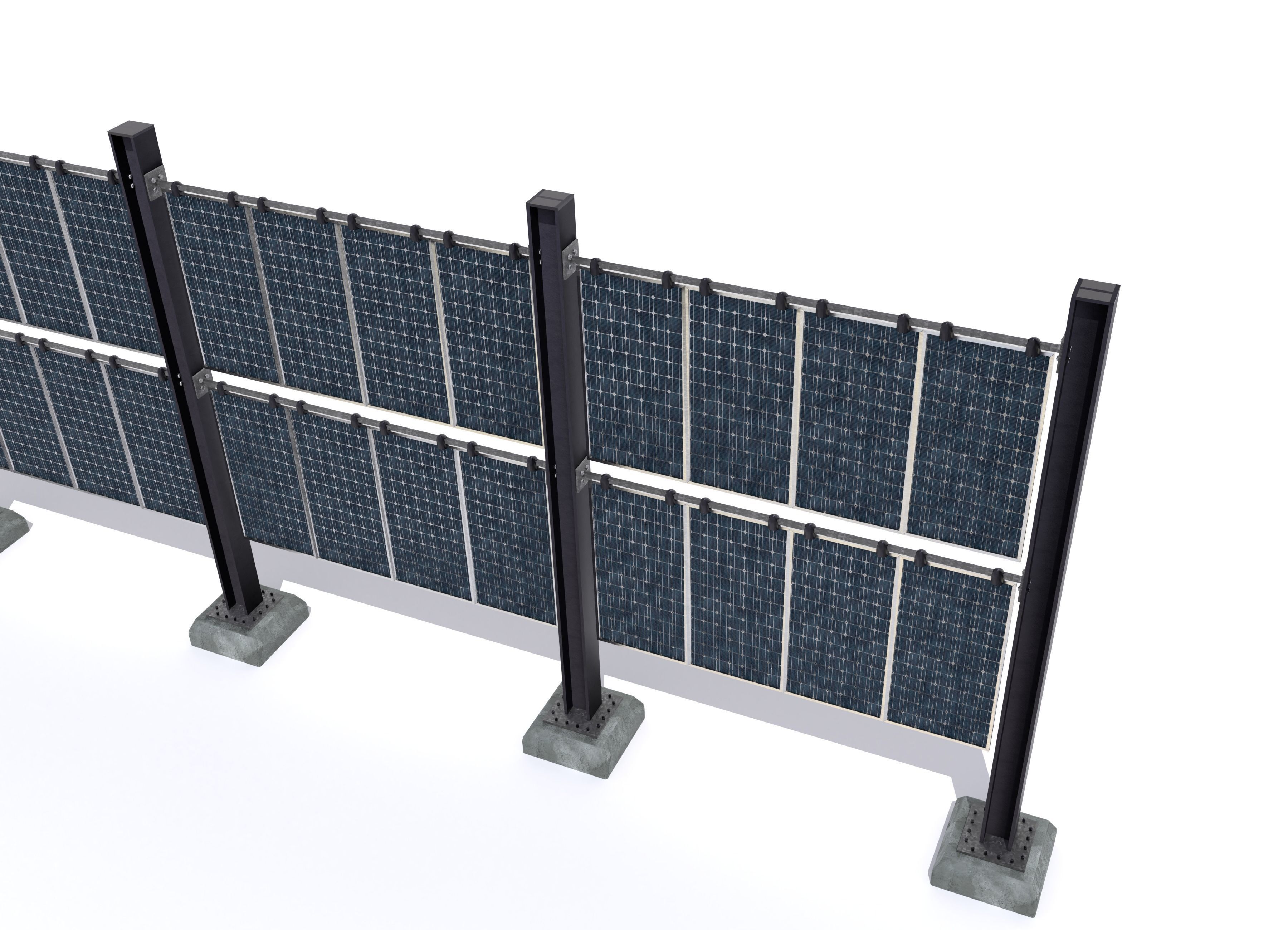 Solar wall version 2 Low-poly 3D model_9