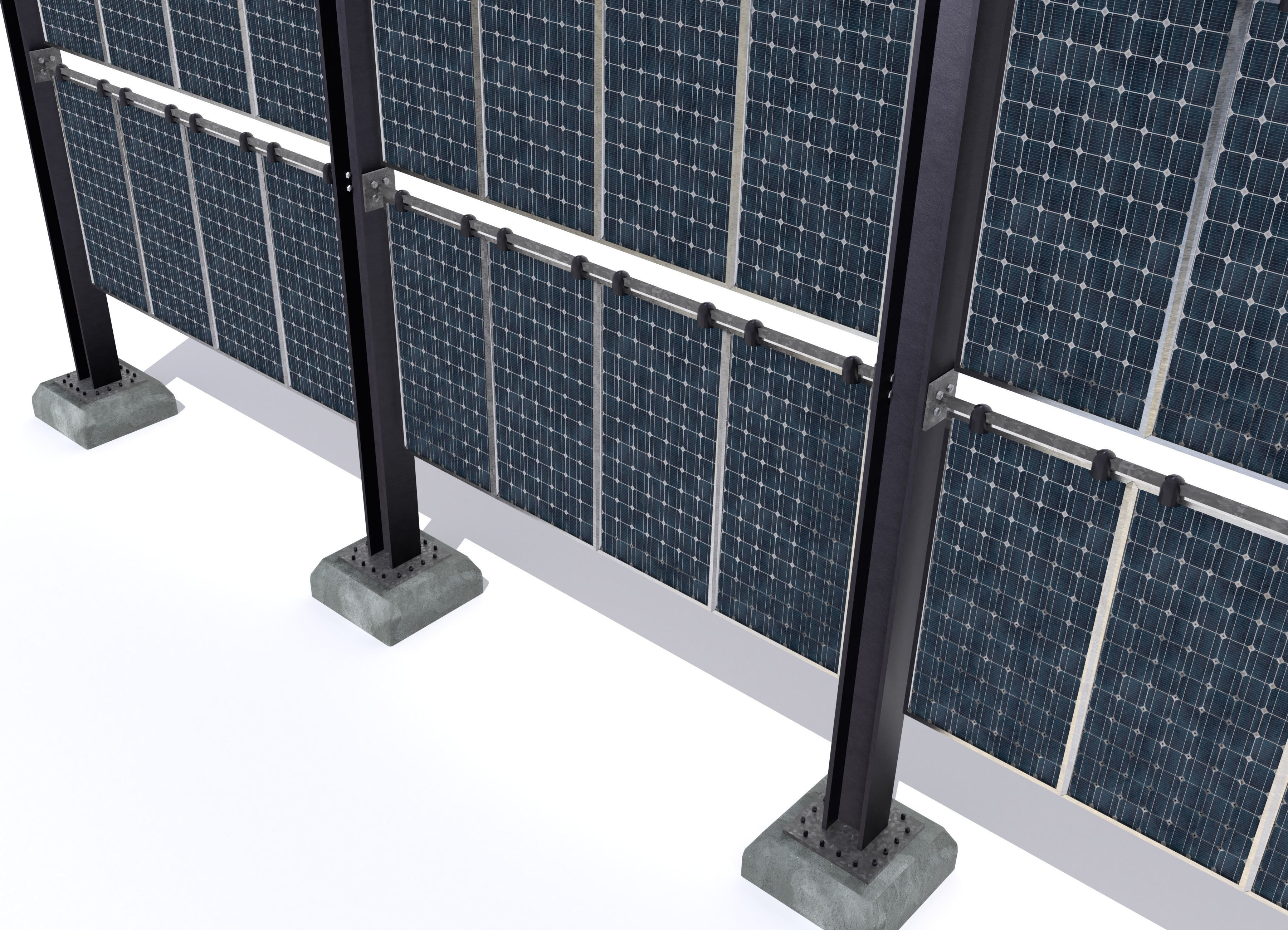 Solar wall version 2 Low-poly 3D model_3