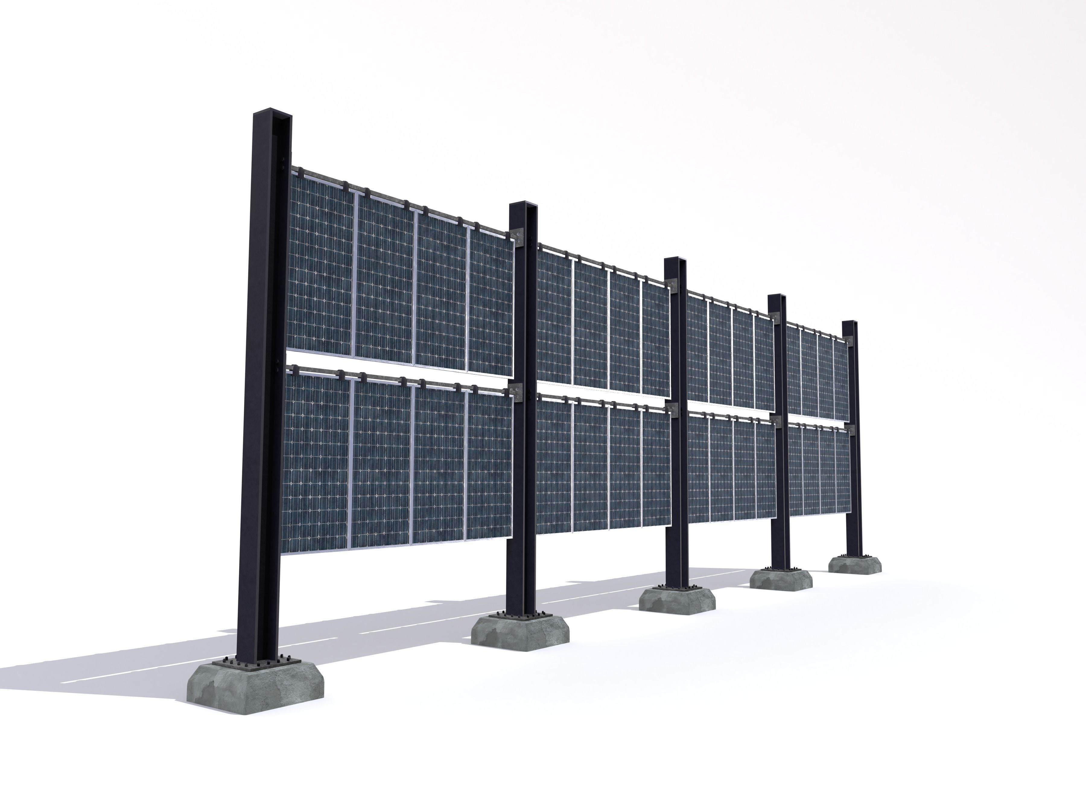 Solar wall version 2 Low-poly 3D model_2