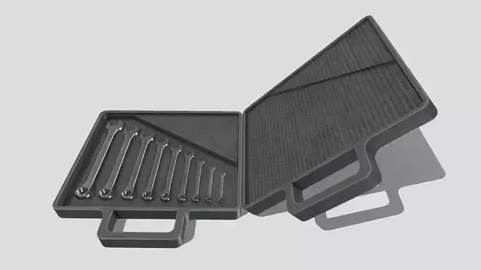 Wrench Set in case Low-poly 3D model