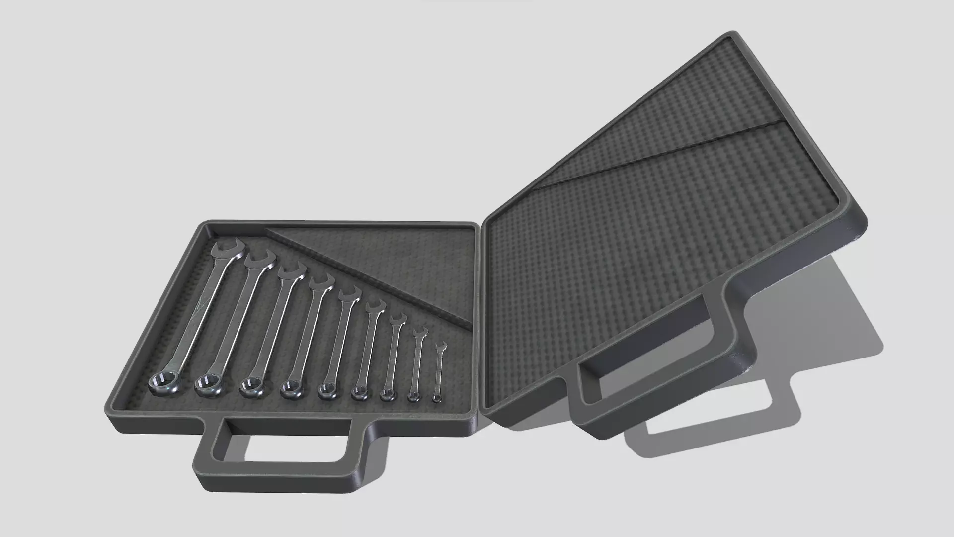Wrench Set in case Low-poly 3D model_0