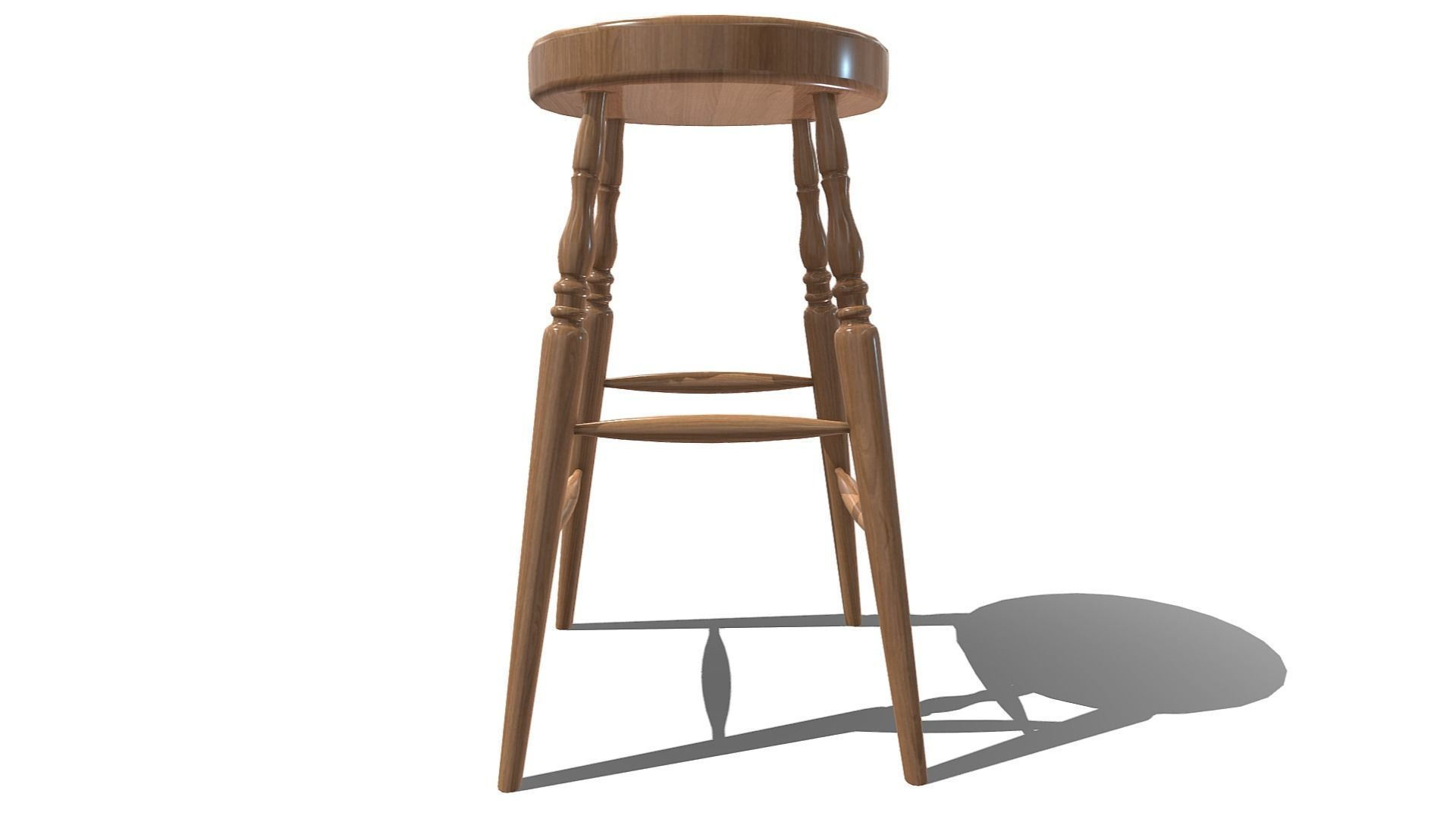 Windsor Stool Low-poly 3D model_9