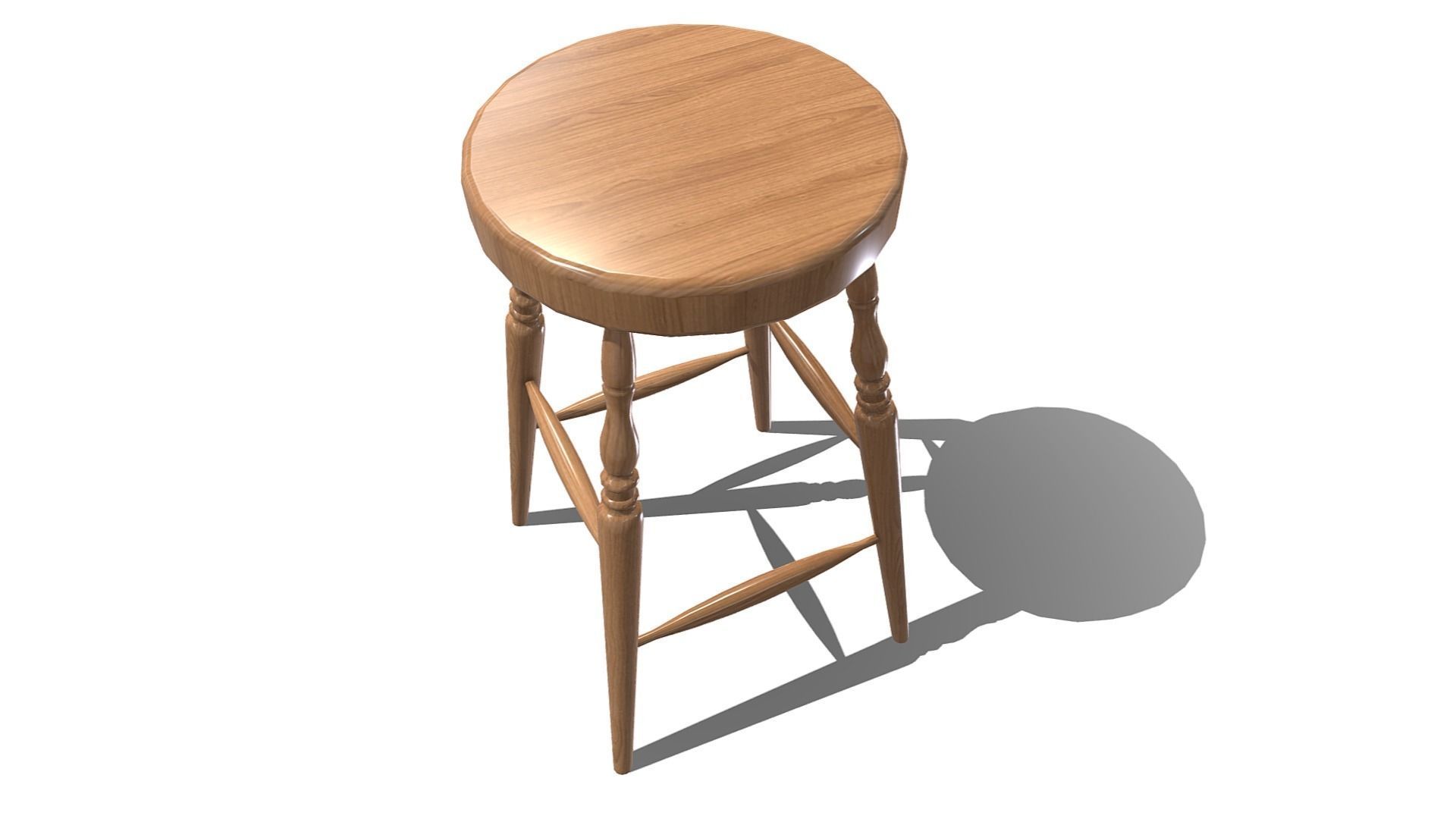 Windsor Stool Low-poly 3D model_11