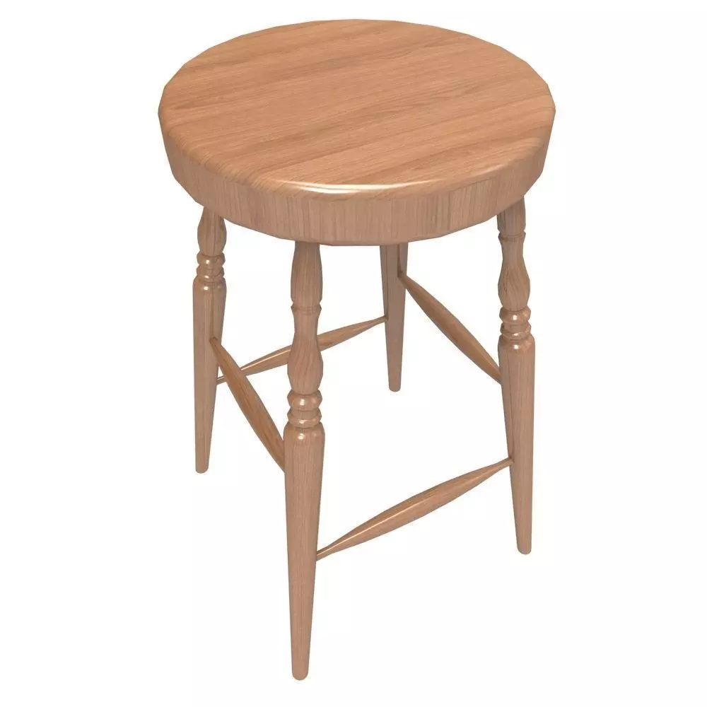 Windsor Stool Low-poly 3D model_0
