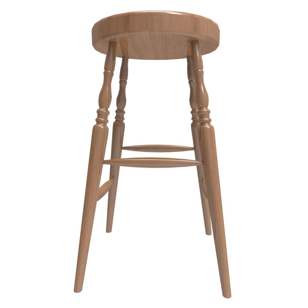 Windsor Stool Low-poly 3D model_1