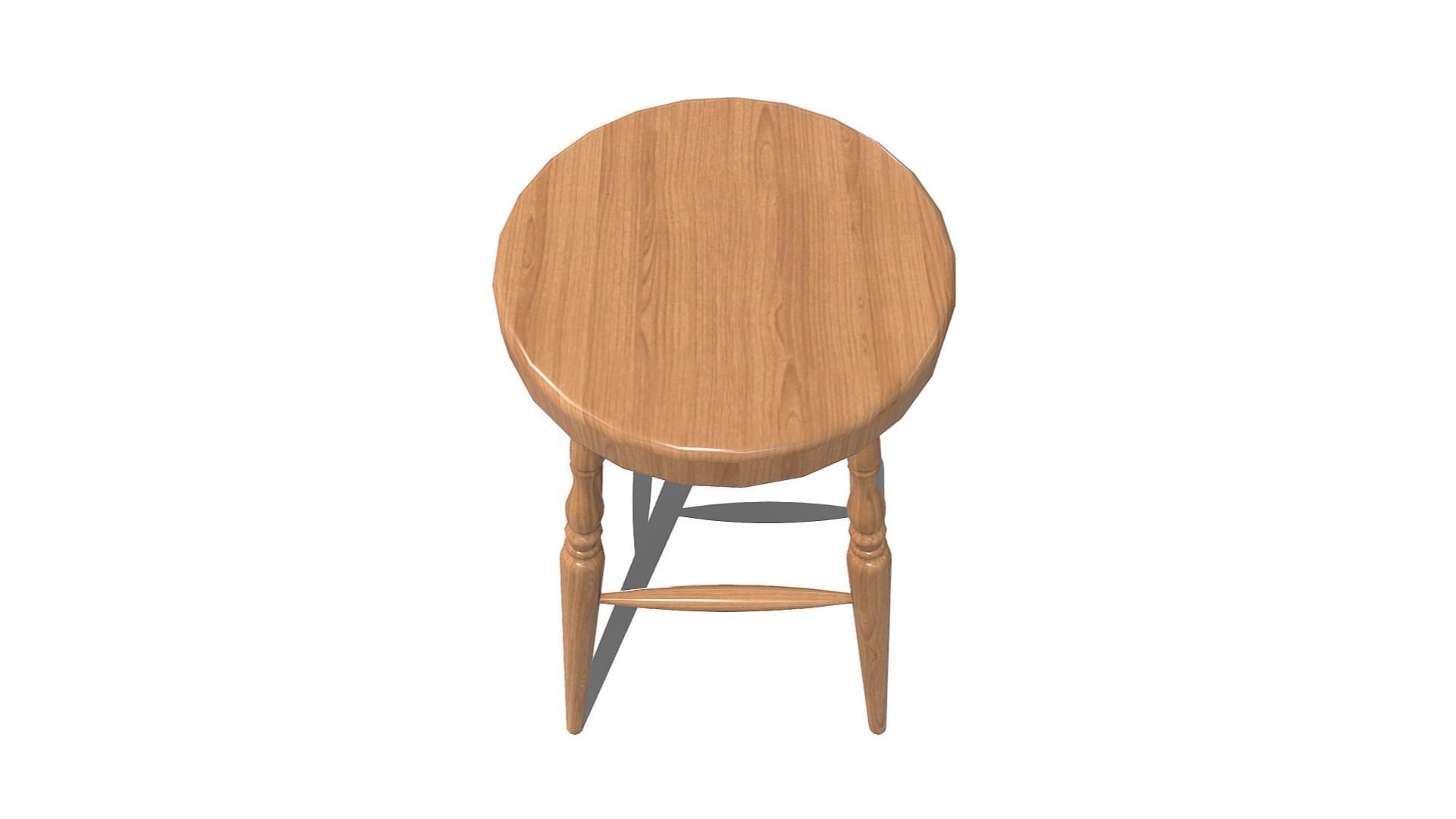Windsor Stool Low-poly 3D model_13