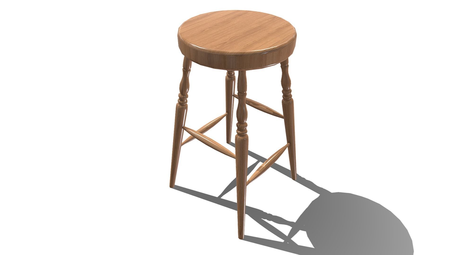 Windsor Stool Low-poly 3D model_6