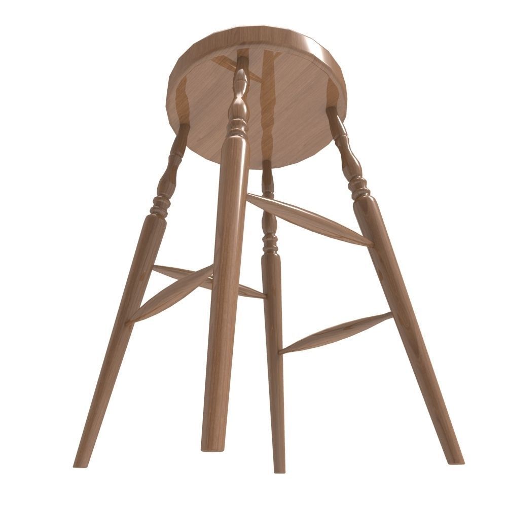 Windsor Stool Low-poly 3D model_2