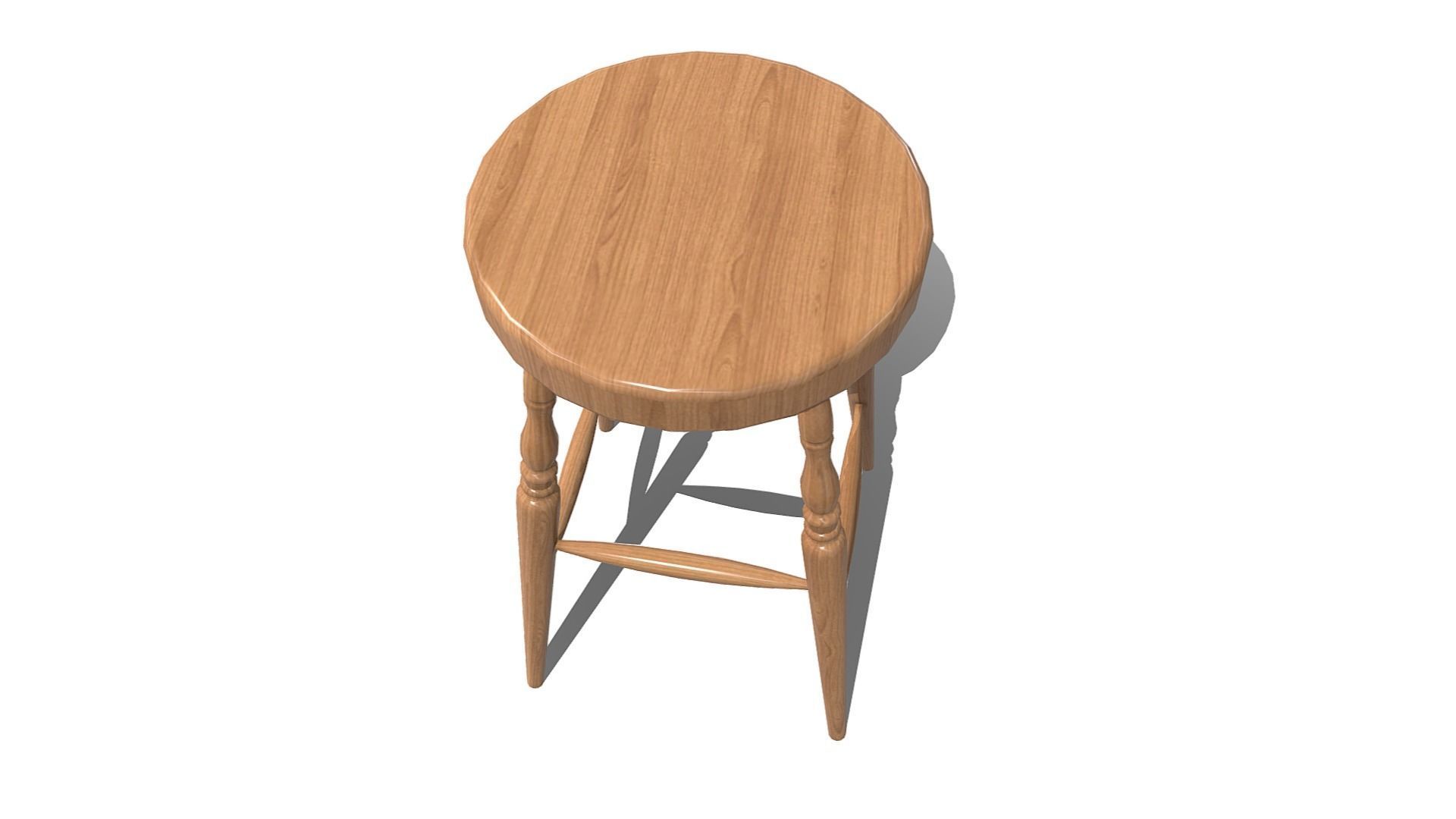 Windsor Stool Low-poly 3D model_10