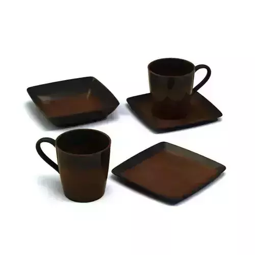Brown Teacup Set 3D model