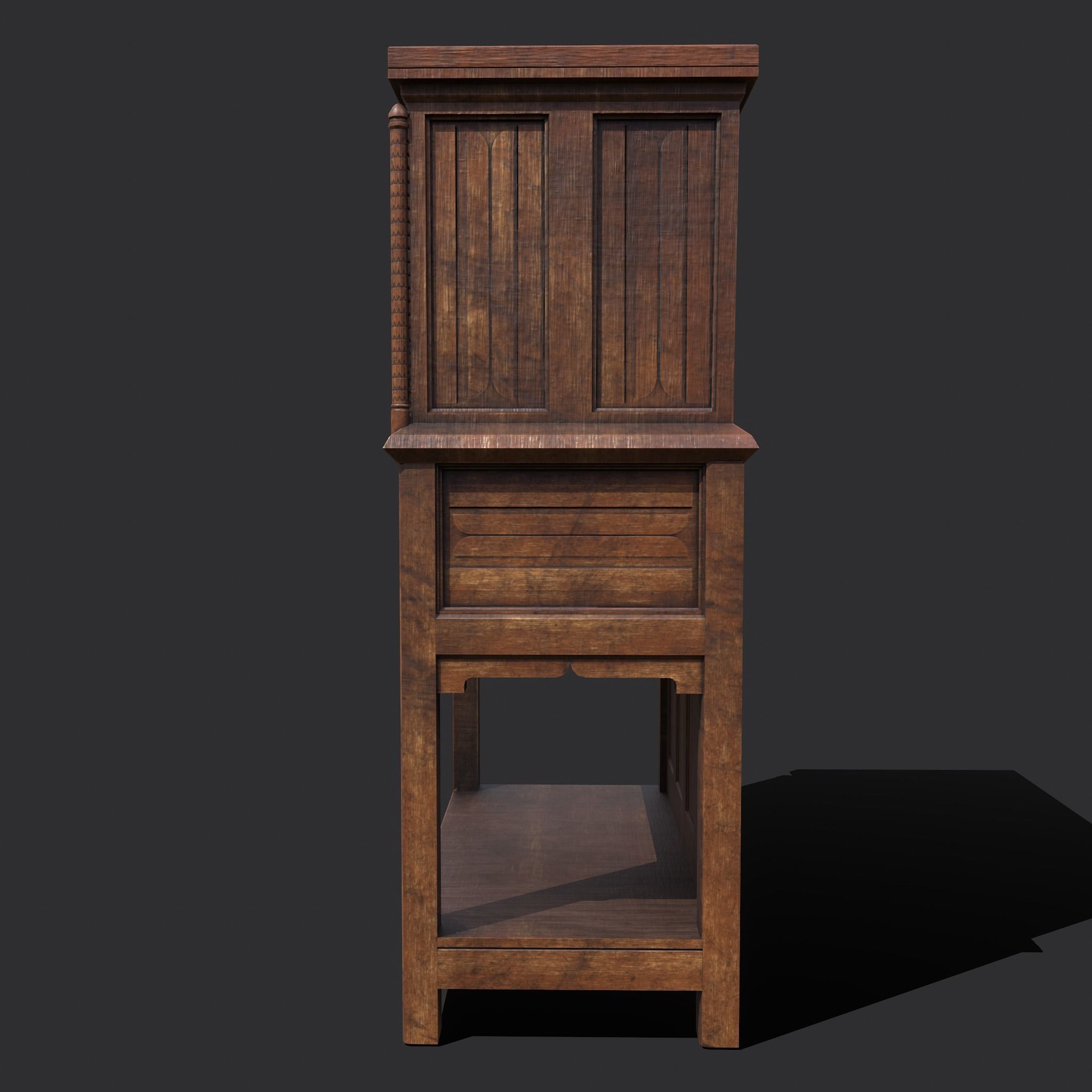 Medieval Elegant Designed Dresser Low-poly 3D model_19