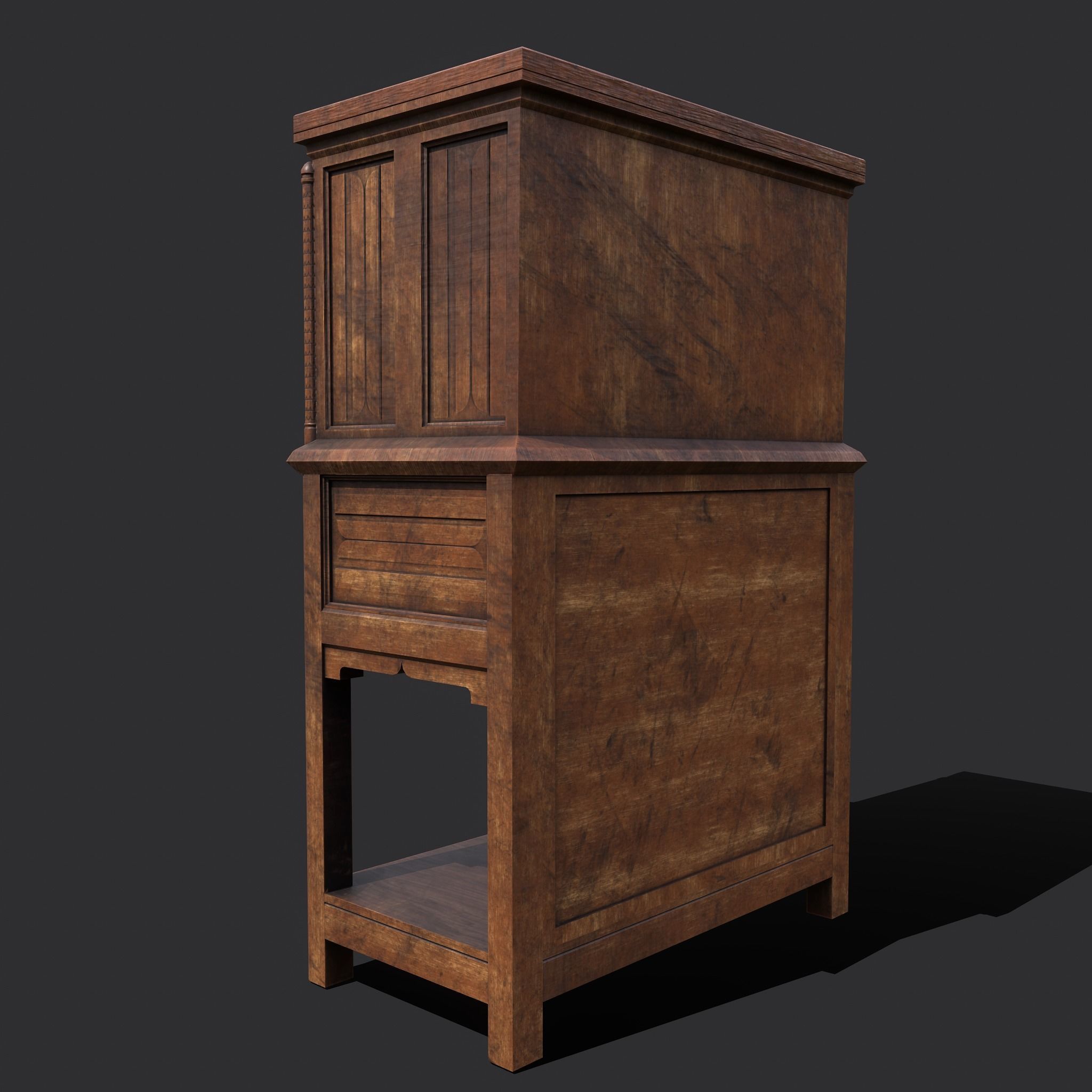 Medieval Elegant Designed Dresser Low-poly 3D model_18