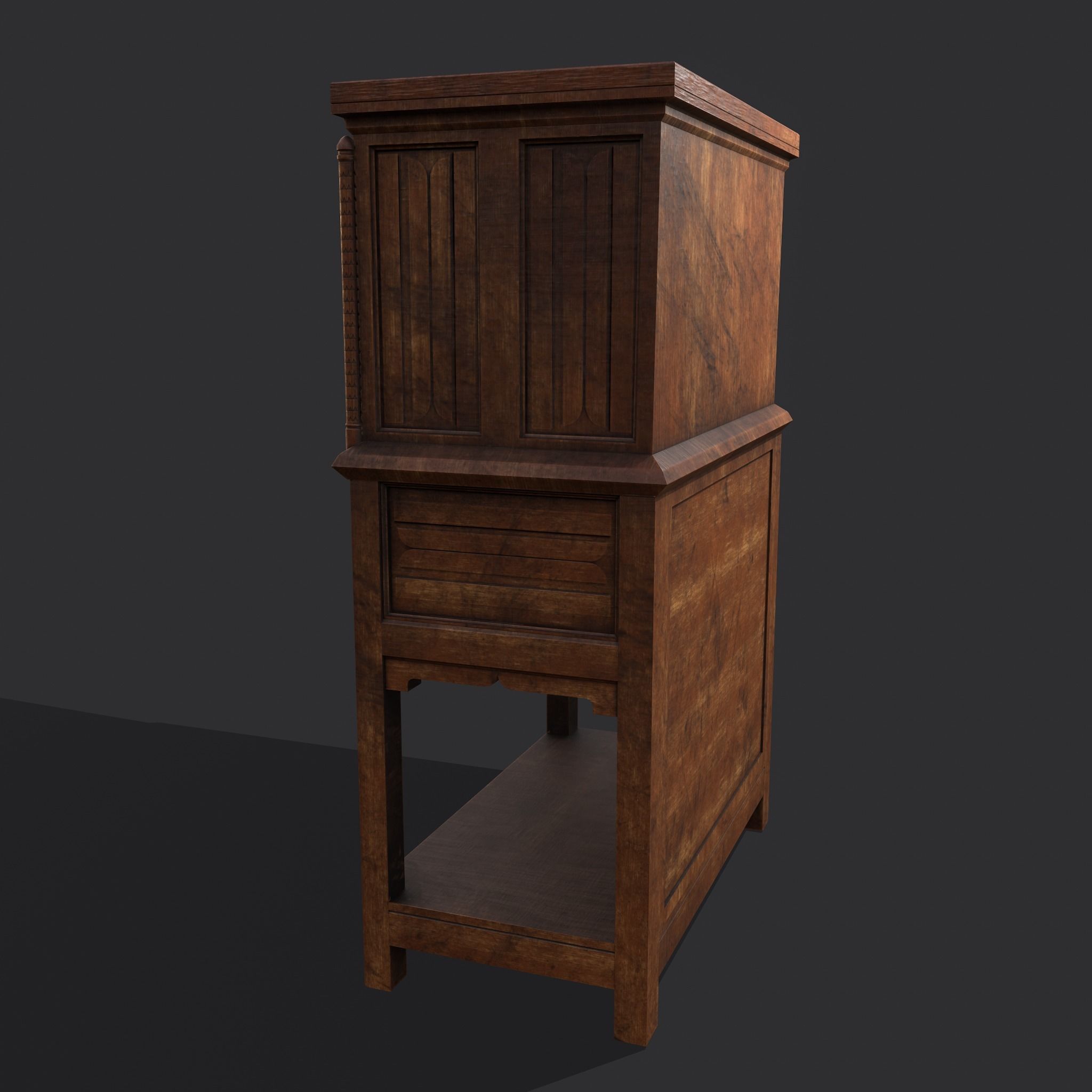 Medieval Elegant Designed Dresser Low-poly 3D model_11
