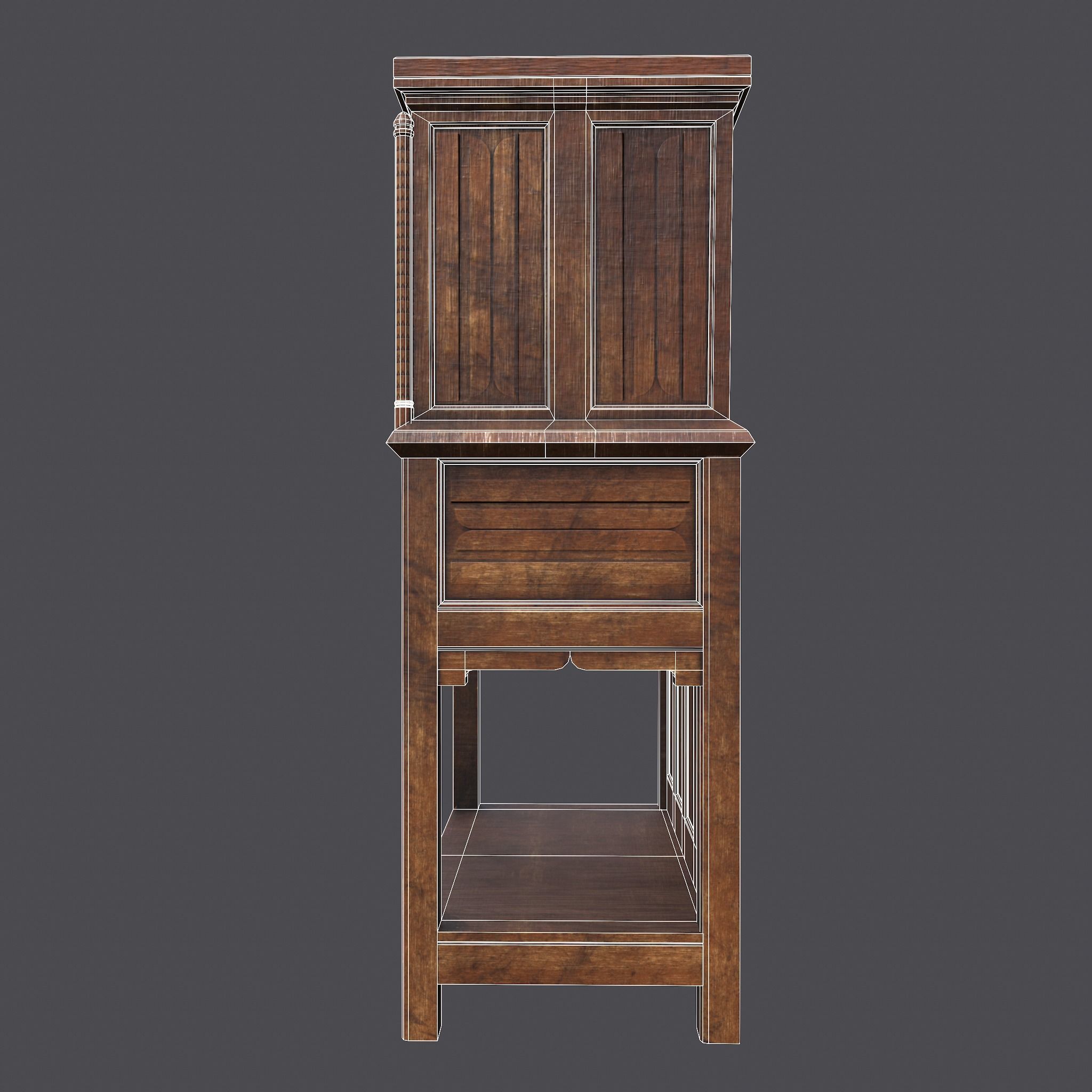 Medieval Elegant Designed Dresser Low-poly 3D model_27